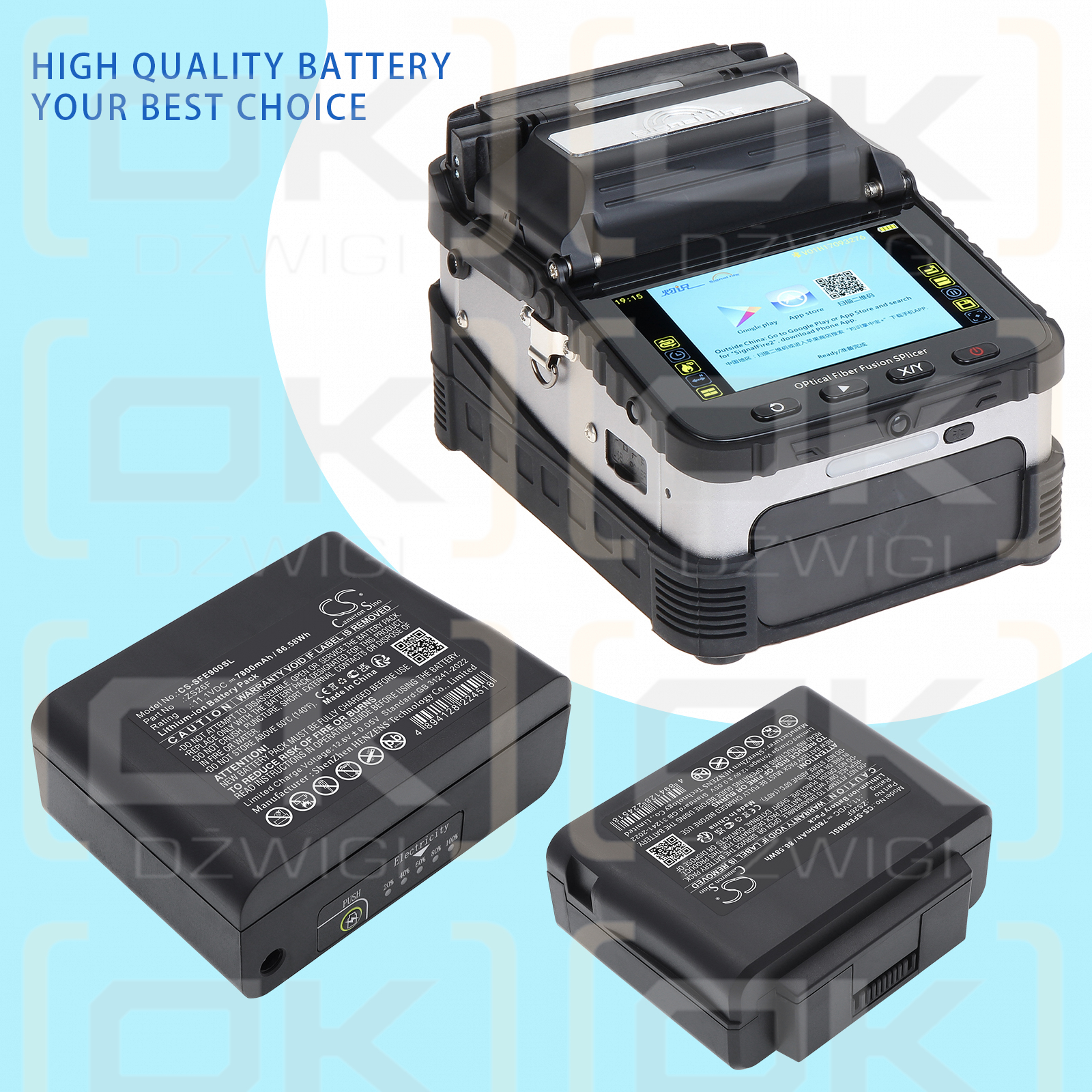 Signalfire AI-9 Optical Fiber Fusion Splicer / ZS26F 7800 mAh Li-ion 11.1 V (Cameron Sino)