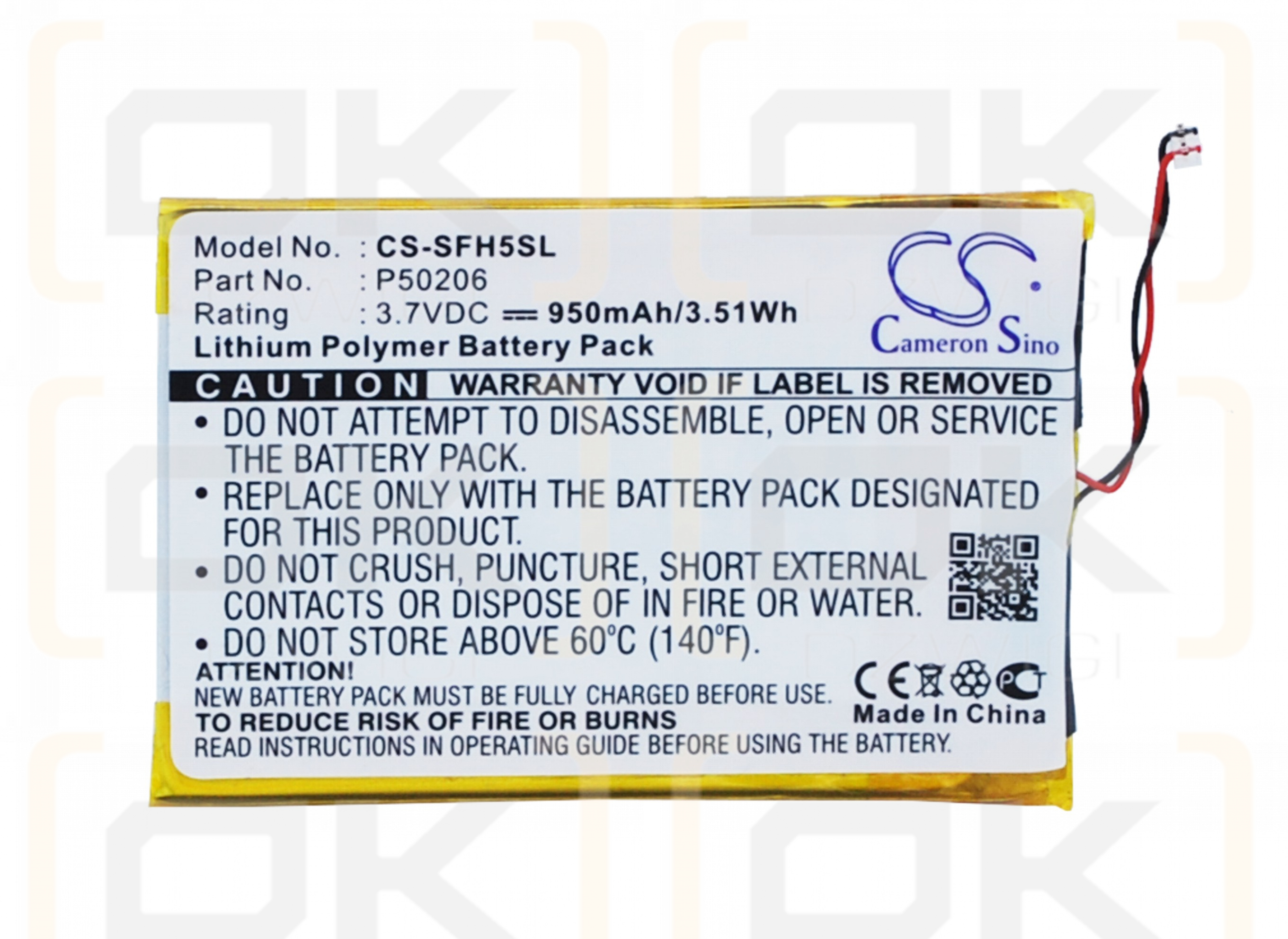 JNC SSF-H5 / P50206 950mAh Li-Polímero 3.7V (Cameron Sino)