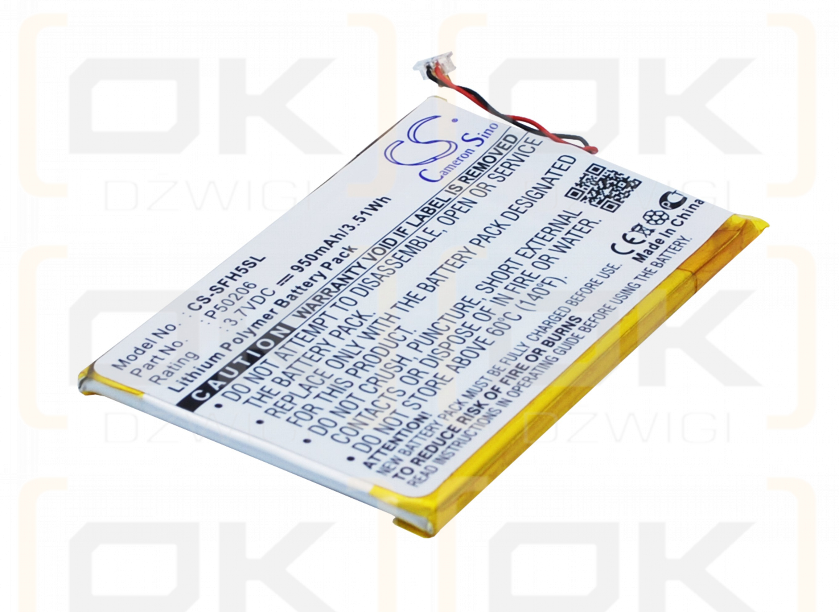 JNC SSF-H5 / P50206 950mAh Li-Polímero 3.7V (Cameron Sino)