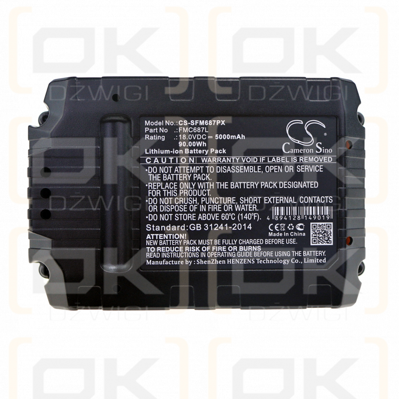 Stanley FMC698B / FMC687L 5000 mAh Li-Ion 18,0 V (Cameron Sino)