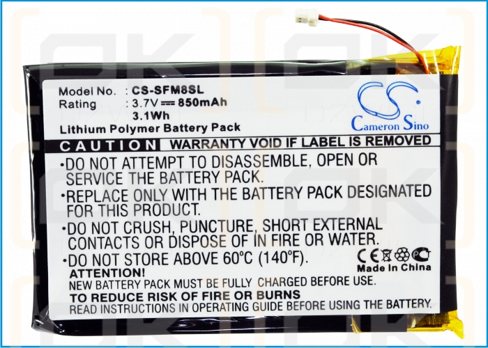 JNC SSF-M810 850 mAh Li-Polymer 3.7 V (Cameron Sino)