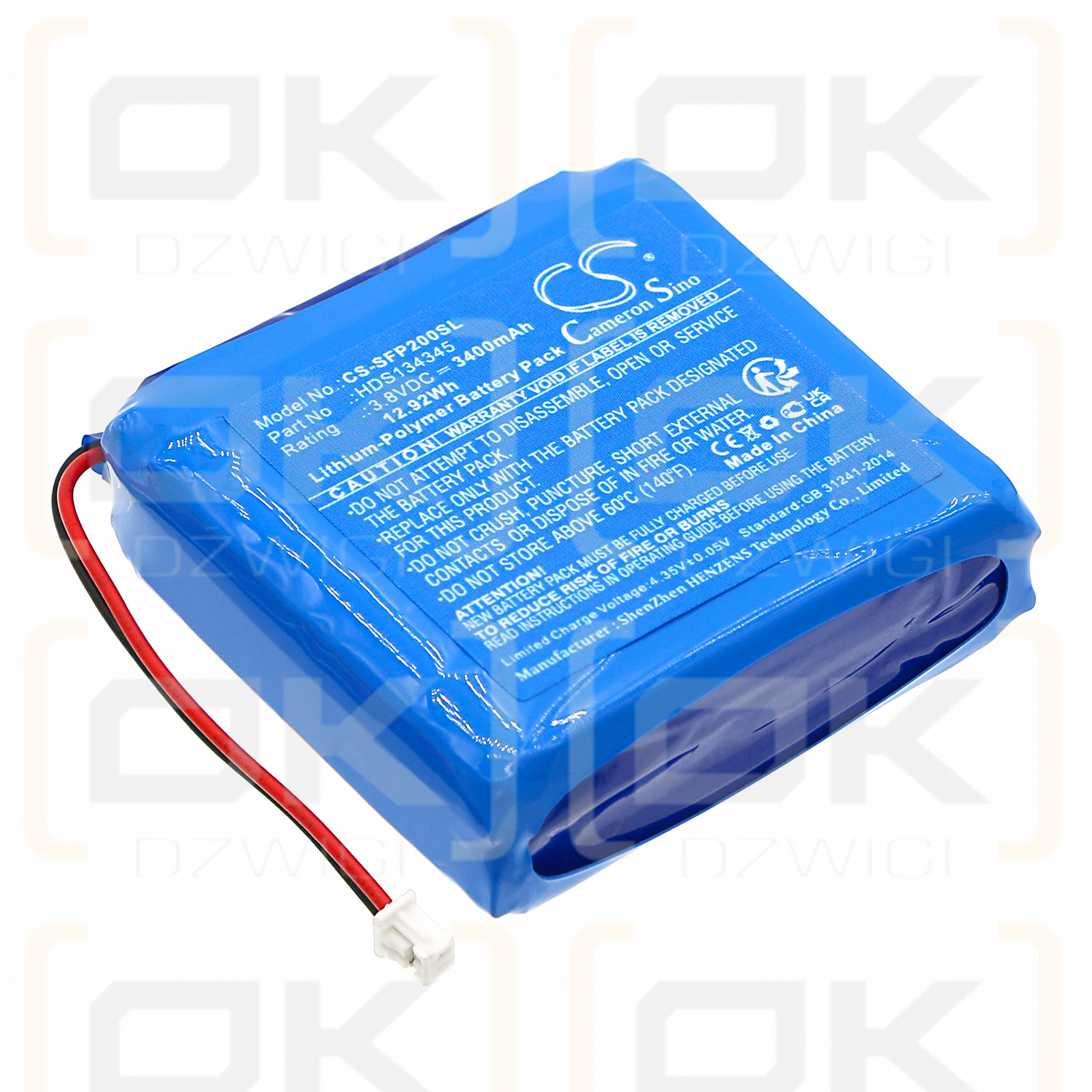 Safie Pocket 2 / HDS134345 3400mAh Li-Polymer 3.8V (Cameron Sino)