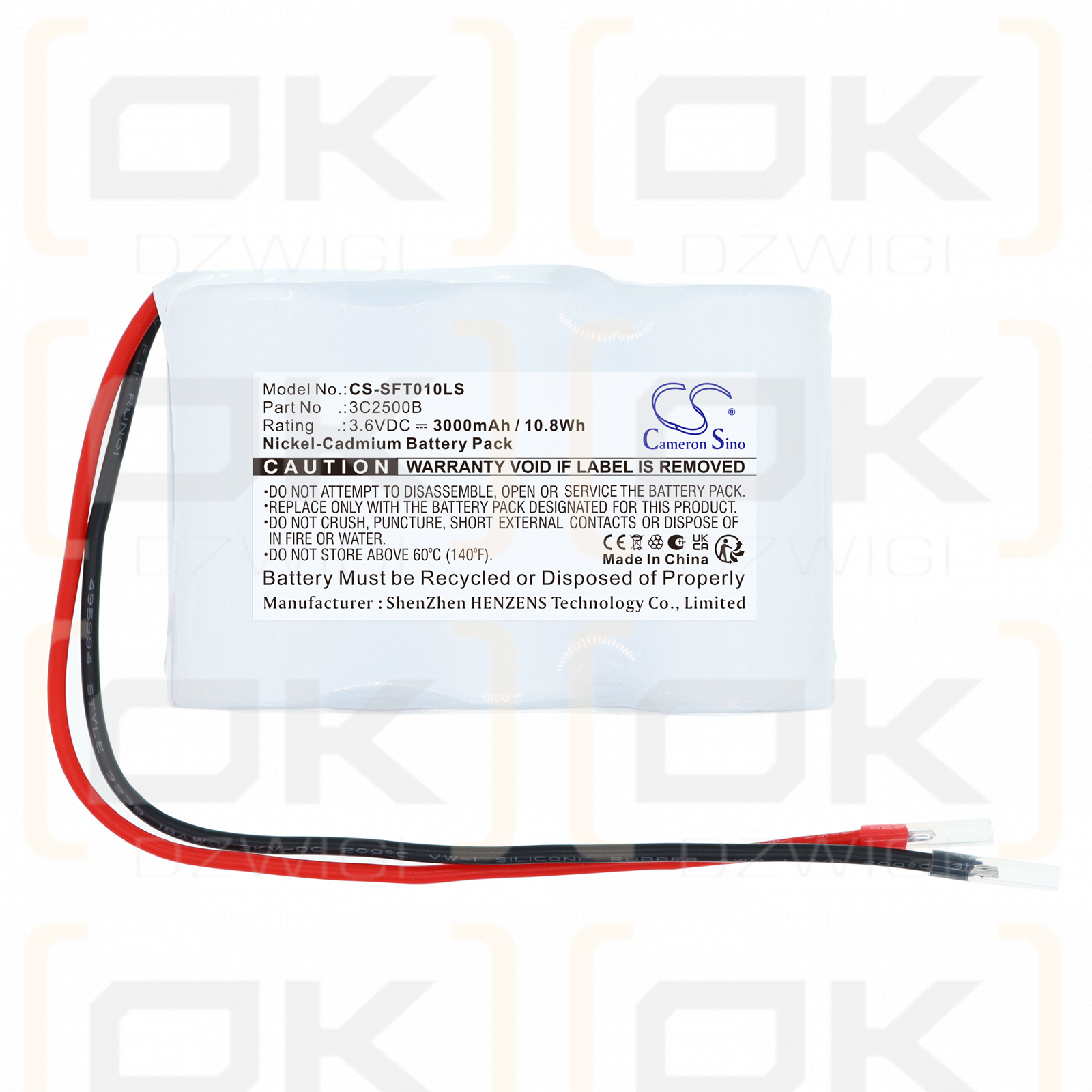 Replacement Battery for Van Lien VTC3H1 / 3C2500B 3000mAh Ni-CD 3.6V (Cameron Sino)