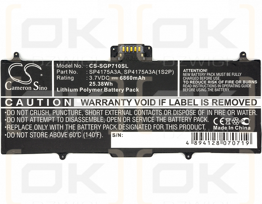 Samsung GT-P7100 / SP4175A3A 6860 mAh Li-Polímero 3.7 V (Cameron Sino)