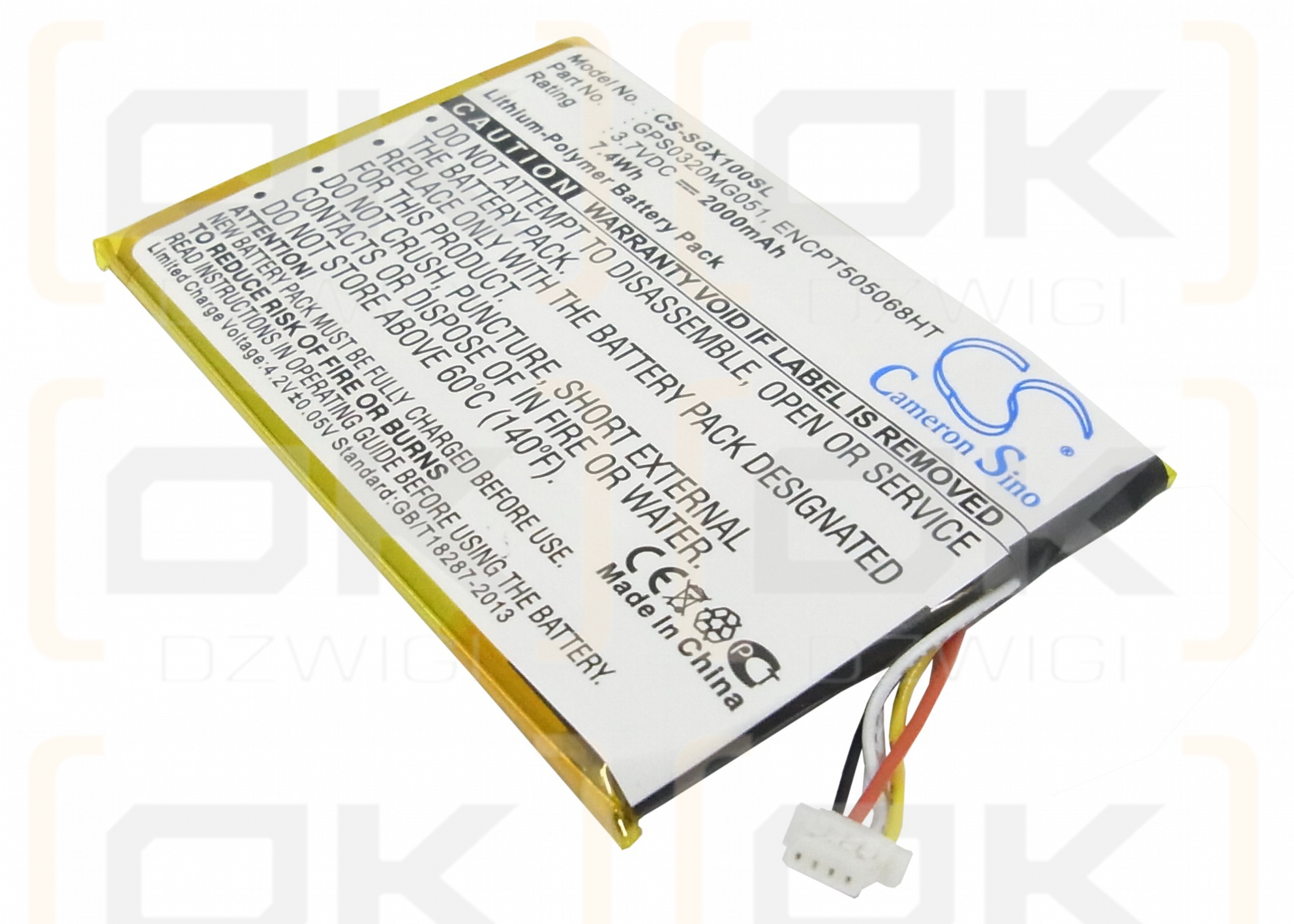 SkyGolf SkyCaddie Breeze SGX SGXW / GPS0320MG051 2000 mAh Li-Polymer 3,7 V (Cameron Sino)