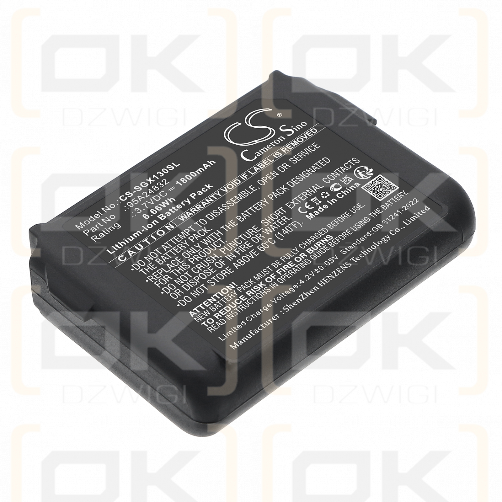 SHURE ADX1 Sender / 95A24832 1800 mAh Li-Ion 3,7 V (Cameron Sino)