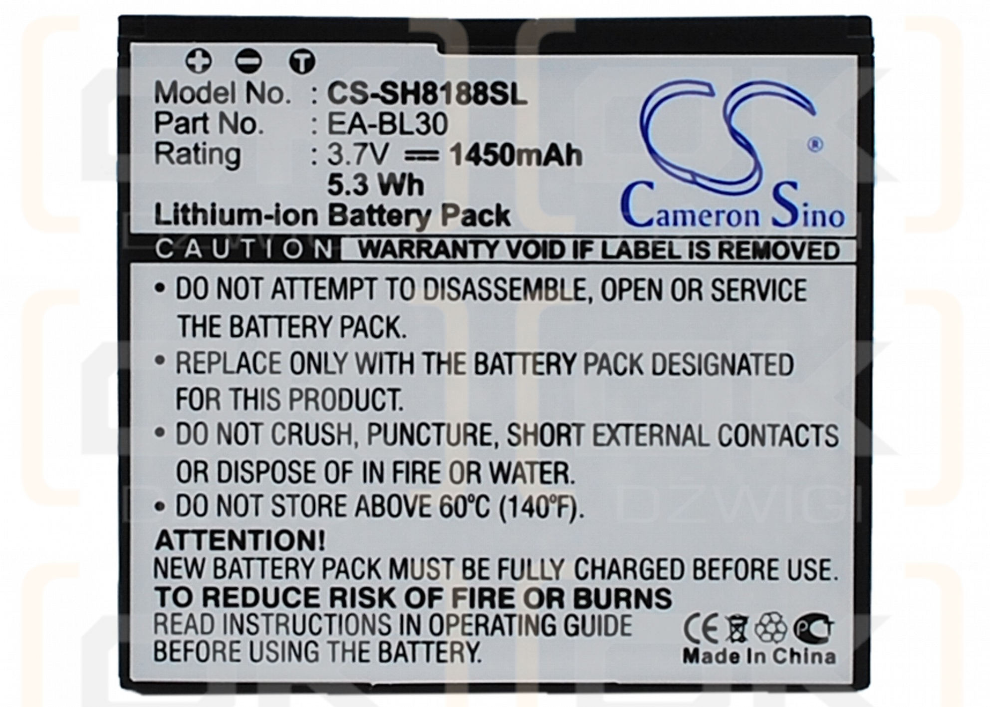 Sharp SH8188U / EA-BL30 1450 mAh Li-Ion 3,7 V (Cameron Sino)