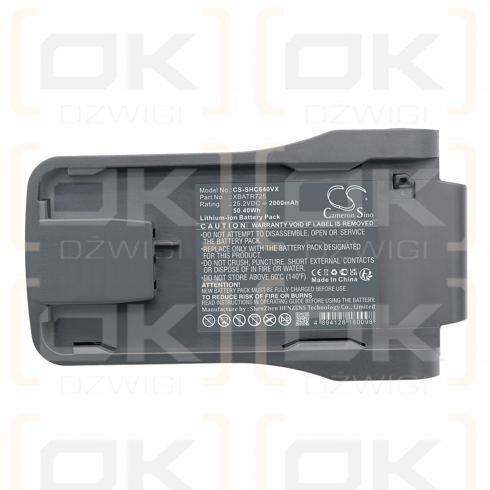 Shark UZ865HCCO / XBATR725 2000mAh Li-ion 25.2V (Cameron Sino)