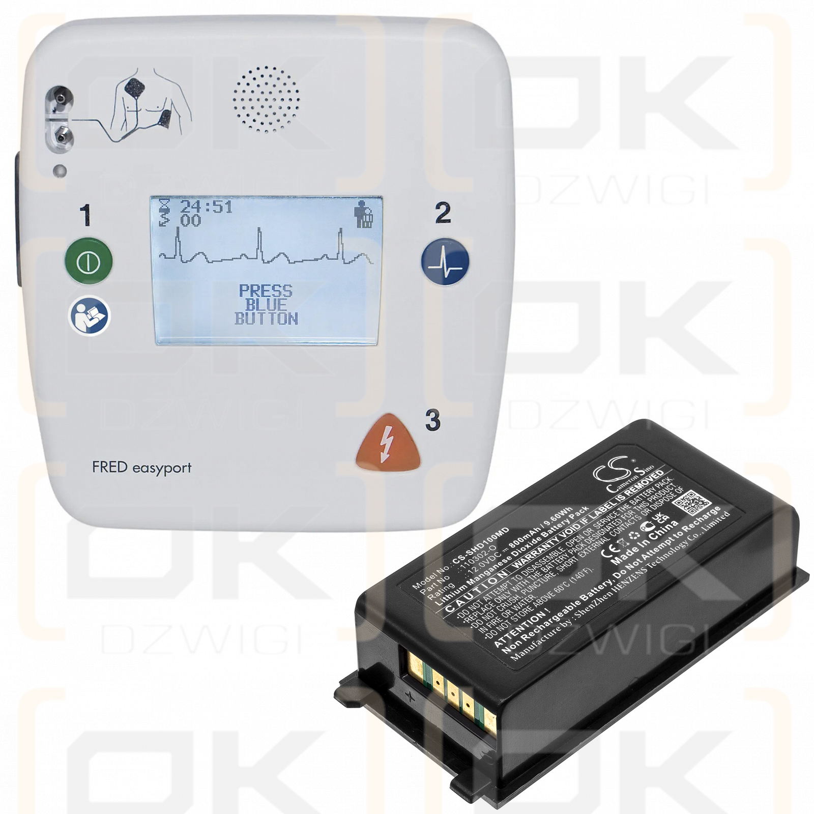 Desfibrilador Schiller Easyport/110302-O 800mAh Li-MnO2 12.0V (Cameron Sino)