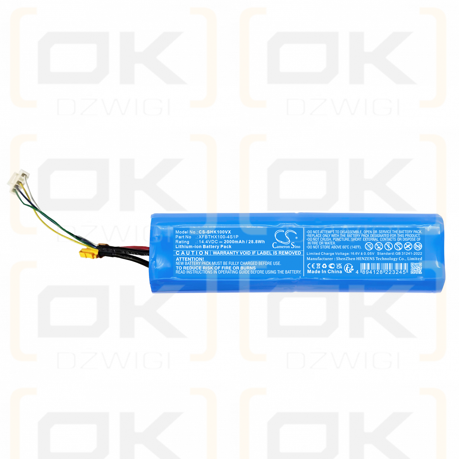Shark StainForce Kabelloser Fleckenentferner / XFBTHX100-4S1P 2000 mAh Li-Ion 14,4 V (Cameron Sino)