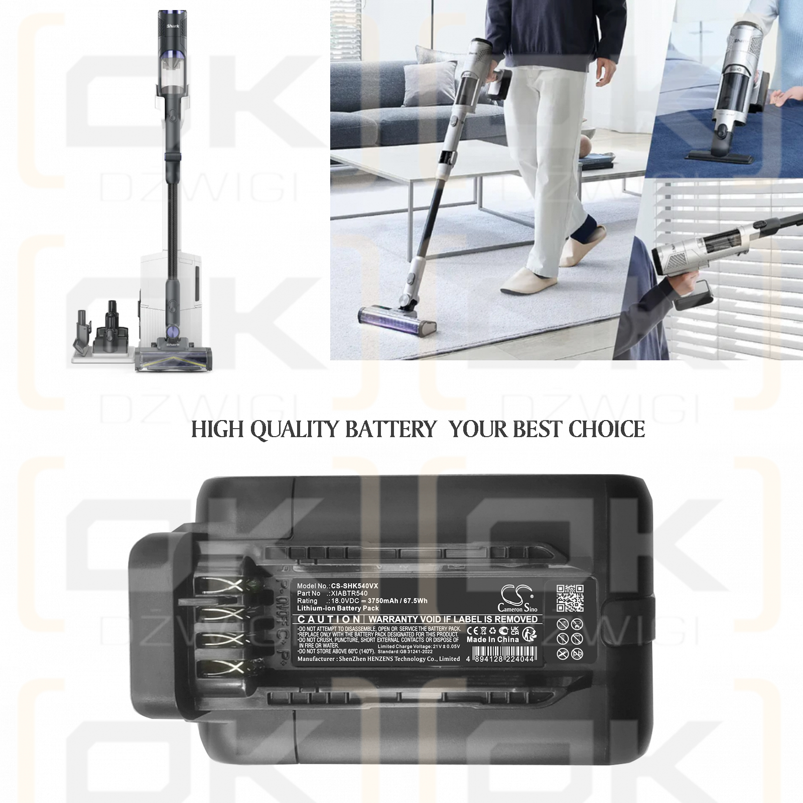 Shark / XIABTR540 3750 mAh Li-ion 18 V (Cameron Sino)