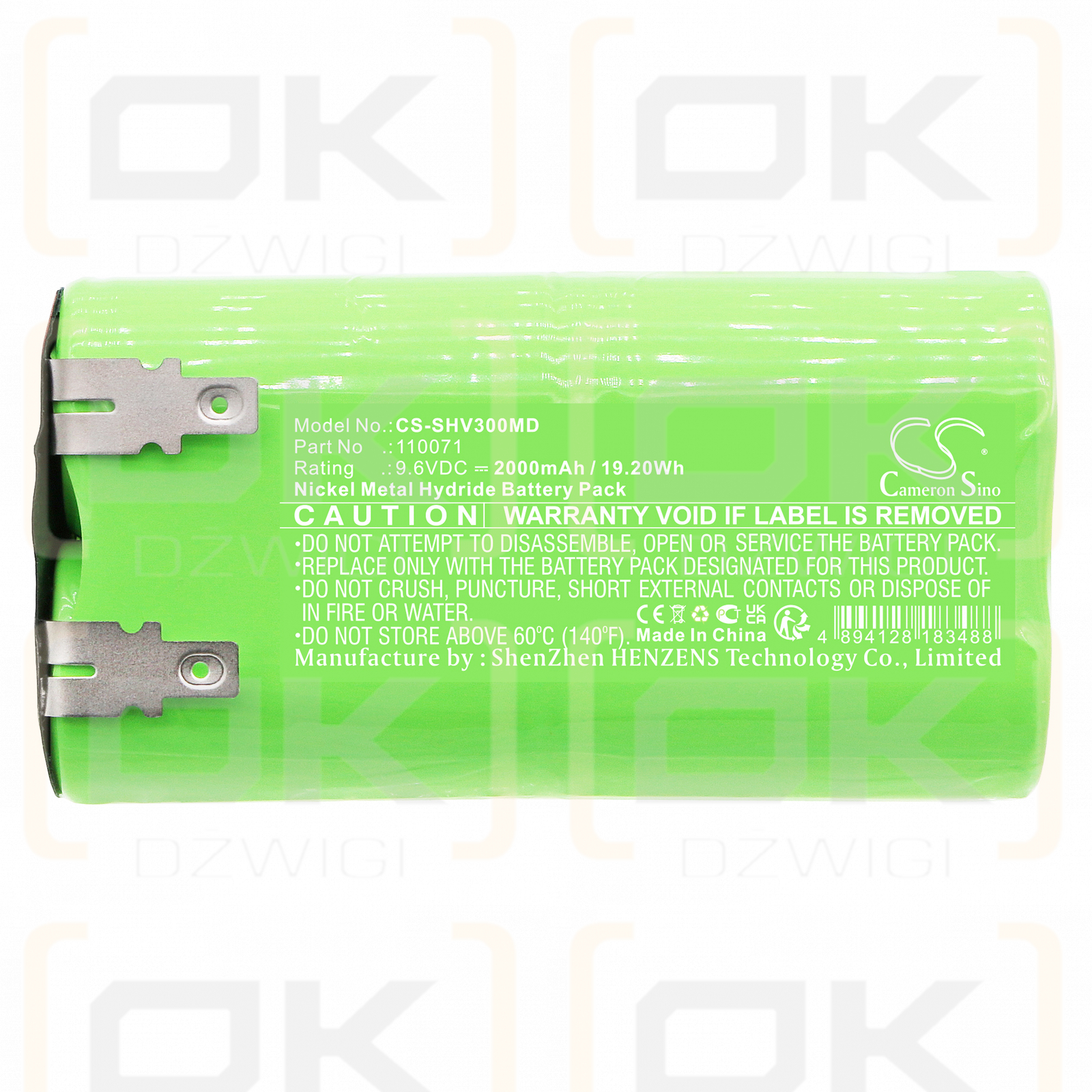 Schiller Cardiógrafo CV6/110071 2000mAh Ni-MH 9.6V (Cameron Sino)