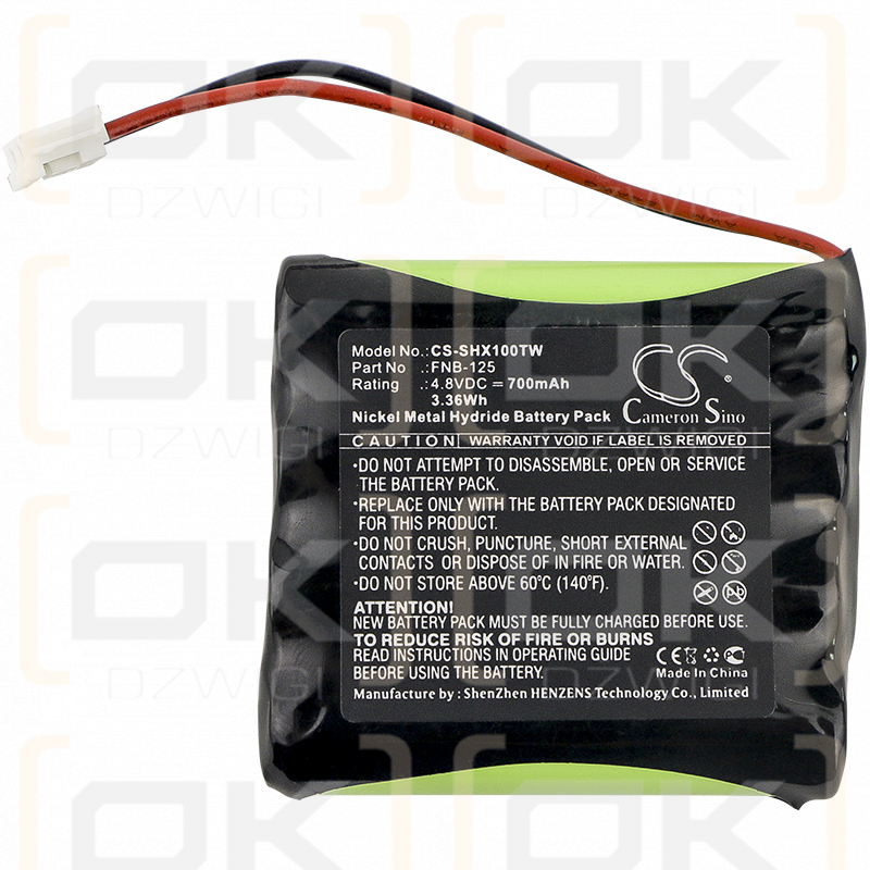 Estándar Horizon HX100 / FNB-125 700mAh Ni-MH 4.8V (Cameron Sino)