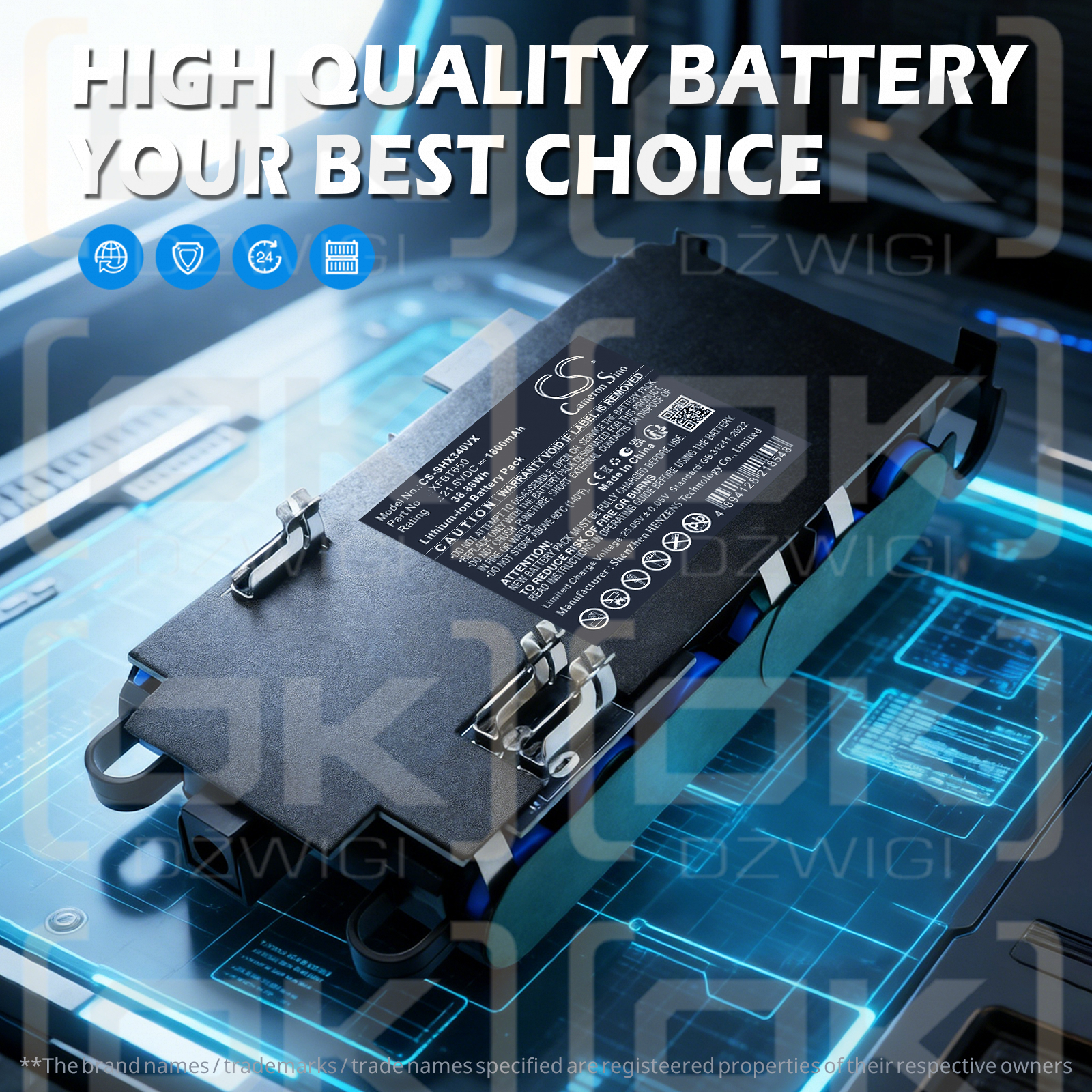 Shark IZ340H / XFBT650 1800 mAh Li-ion 21.6 V (Cameron Sino)