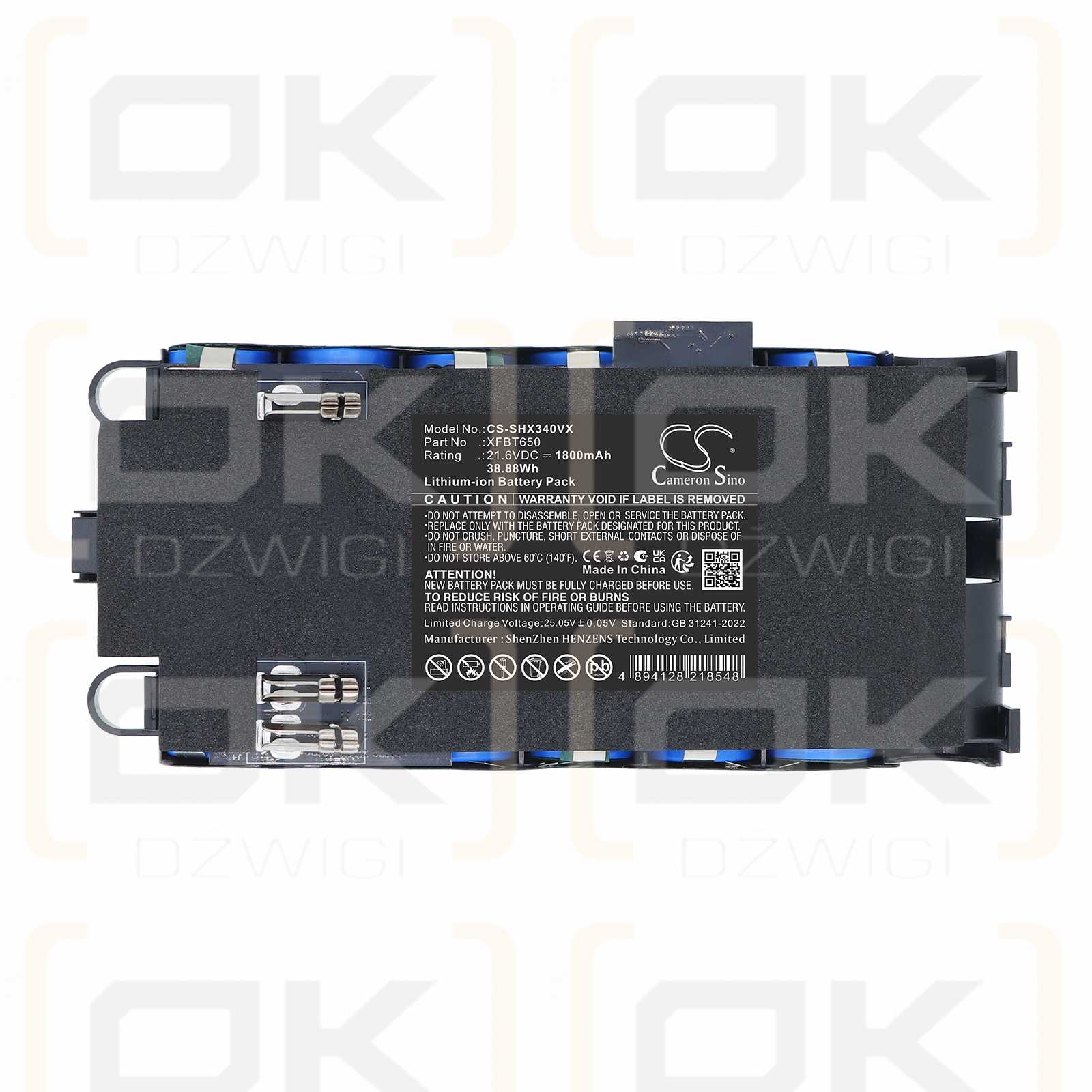 Shark IZ340H / XFBT650 1800 mAh Li-ion 21.6 V (Cameron Sino)