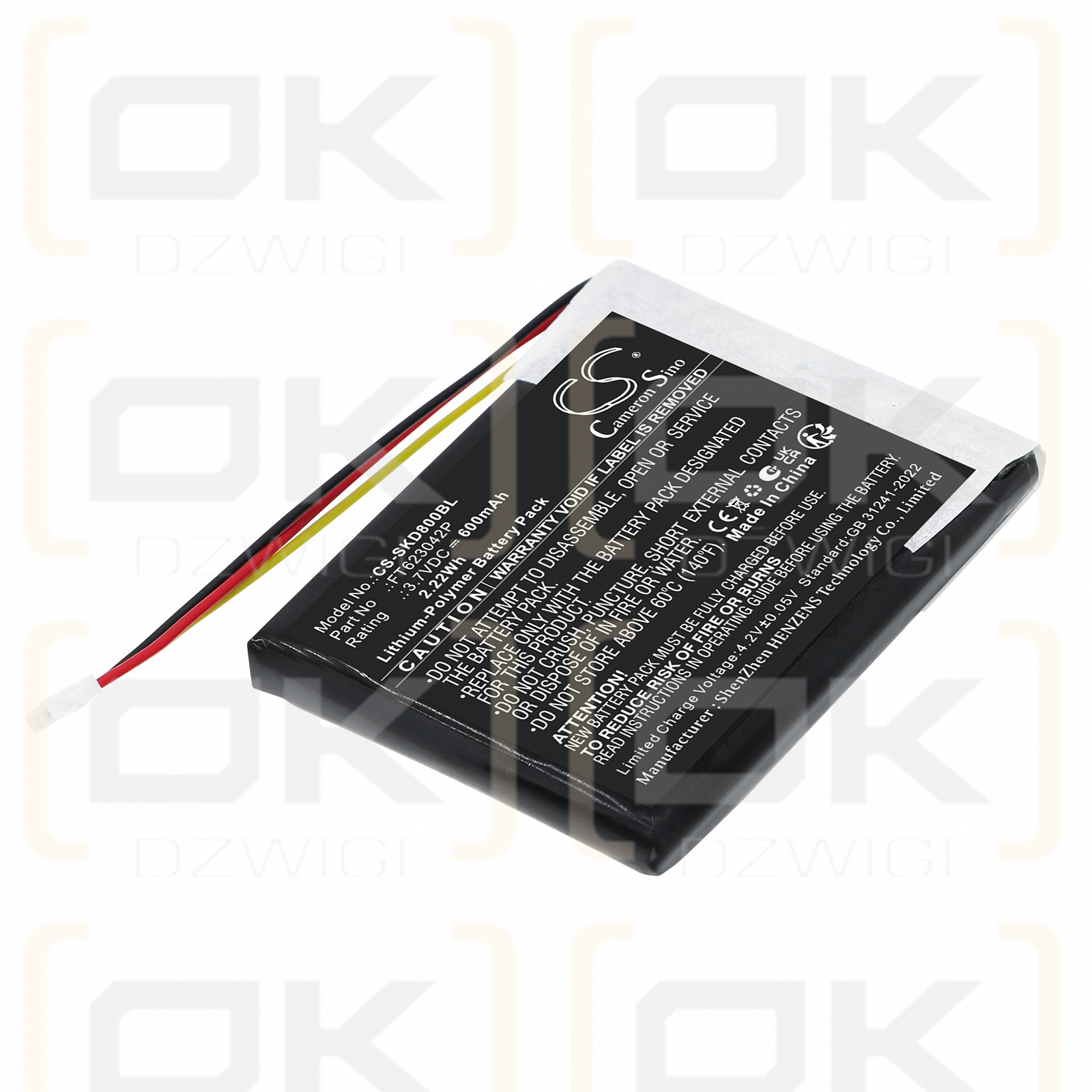 Socket Mobile D800 / FT623042P 600 mAh Li-Polymer 3,7 V (Cameron Sino)