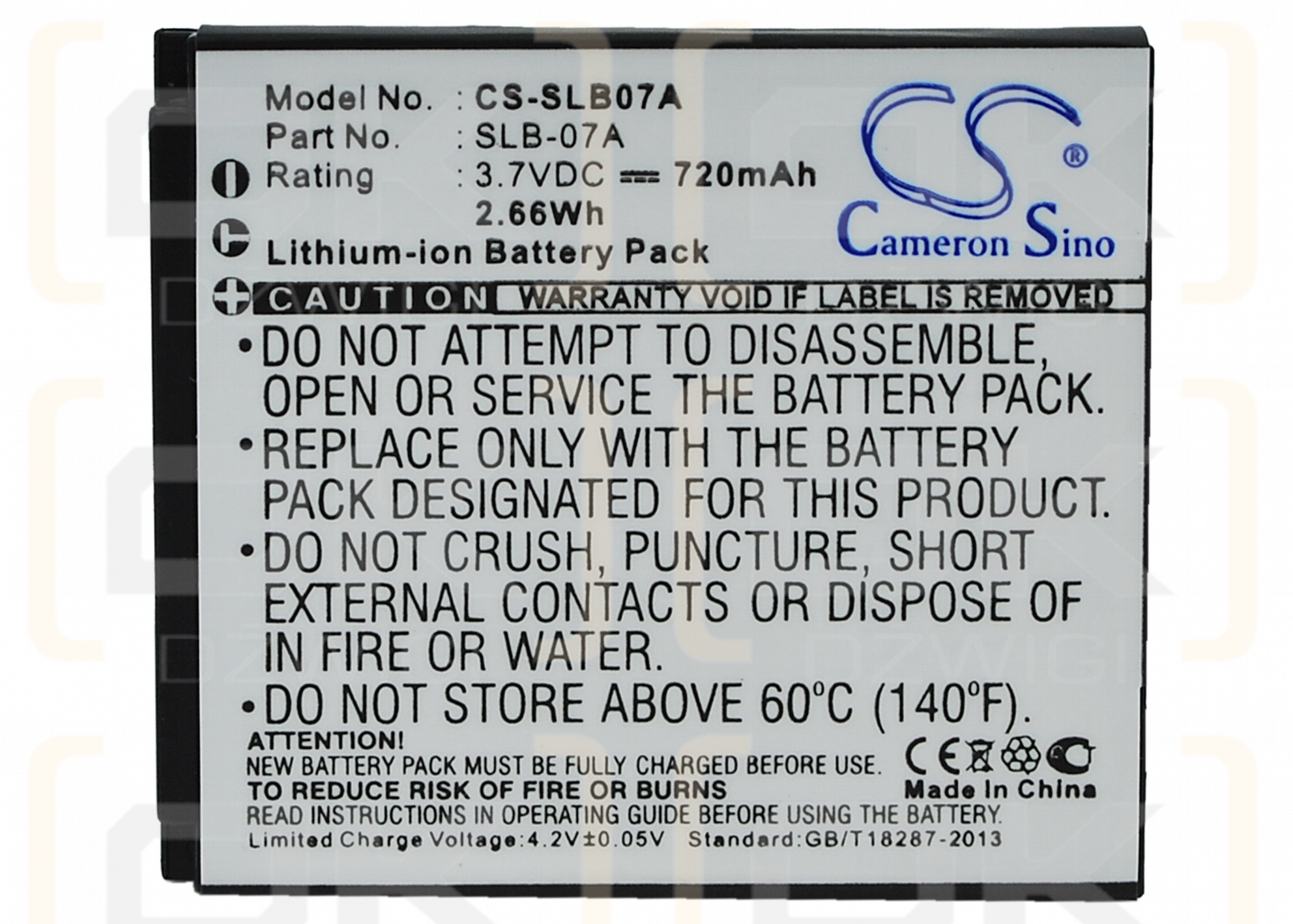 Samsung ST600 / SLB-07A 720mAh Li-ion 3.7V (Cameron Sino)