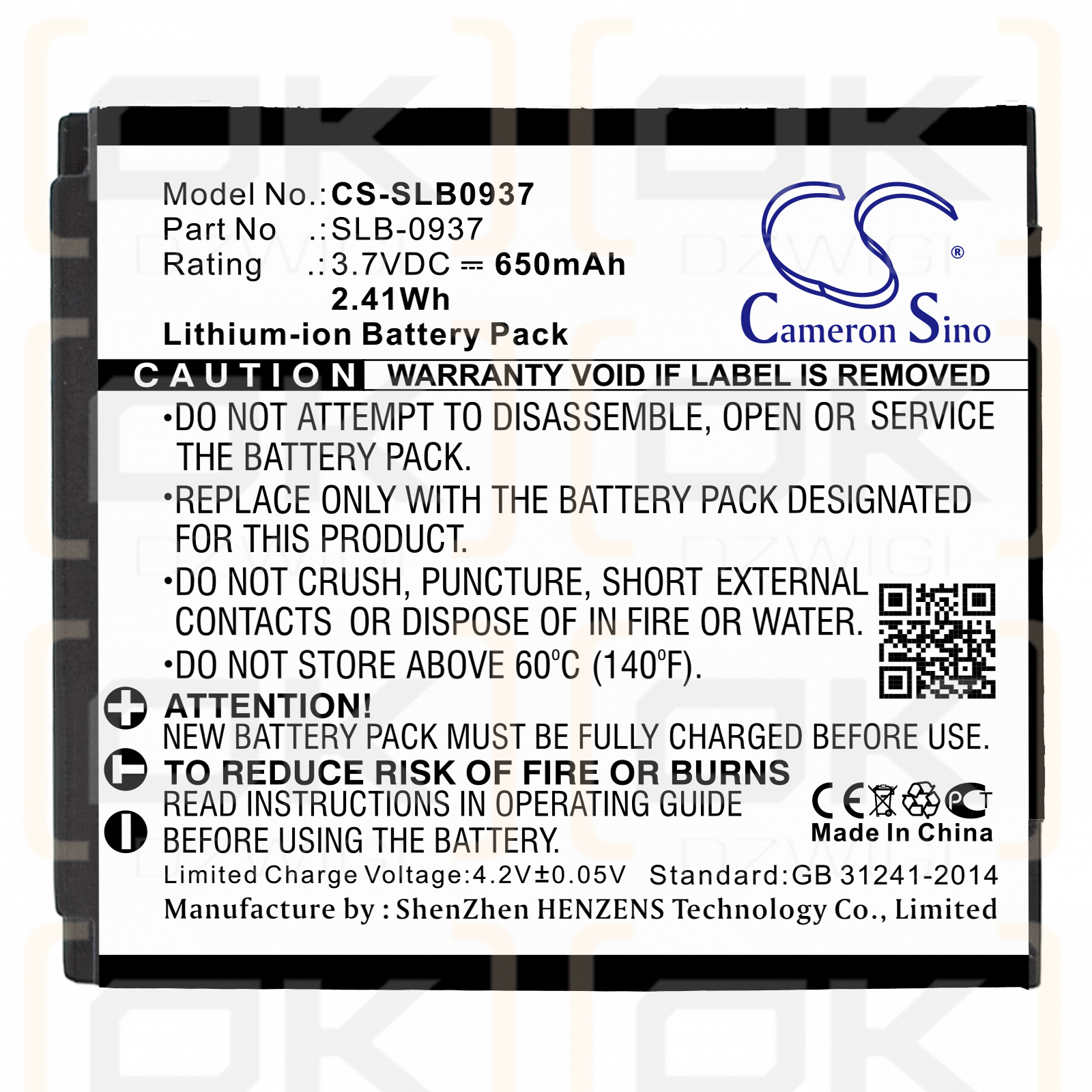 Samsung i8 / SLB-0937 650mAh Li-ion 3.7V (Cameron Sino)