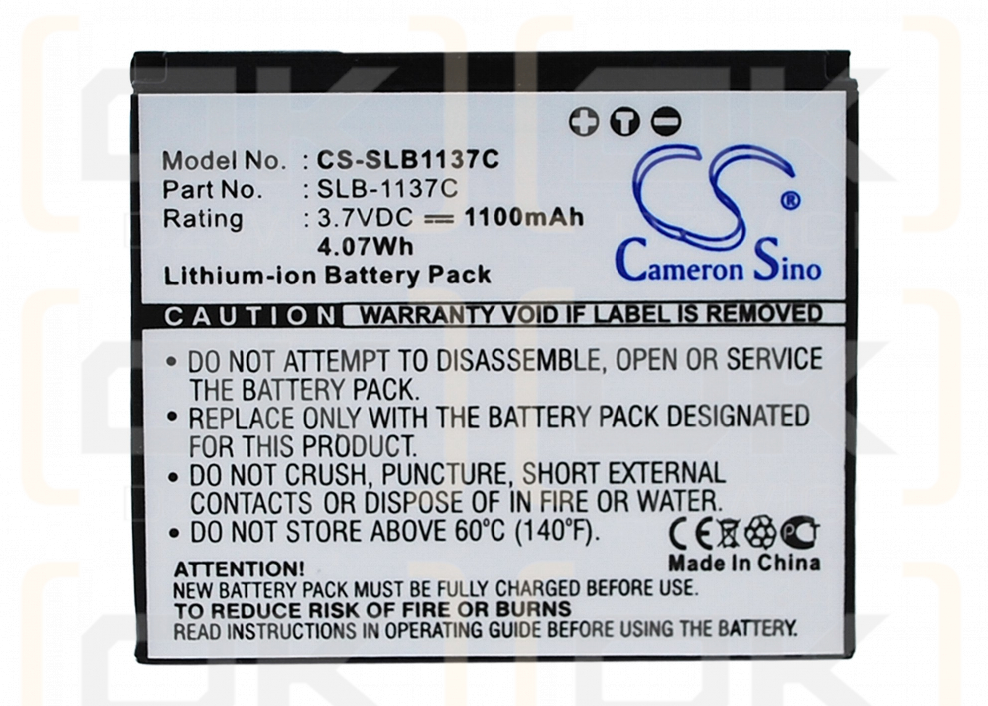 Samsung Digimax i7 / SLB-1137C 1100mAh Li-ion 3.7V (Cameron Sino)