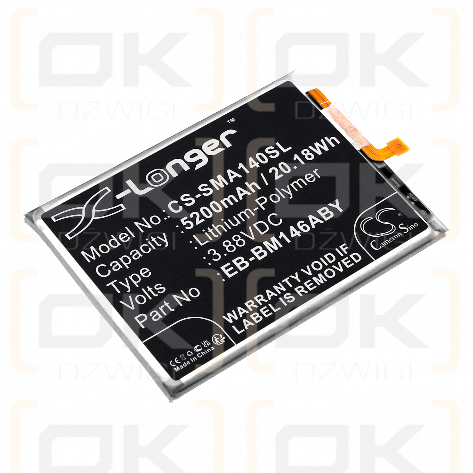 Samsung SM-M146B/DS / EB-BM146ABY 5200 mAh Li-Polymer 3,88 V (Cameron Sino)