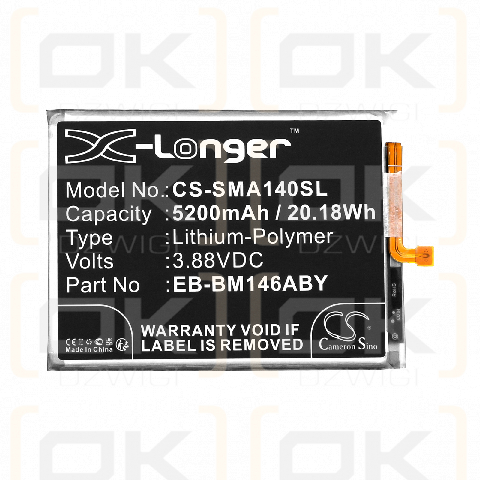 Samsung SM-M146B/DS / EB-BM146ABY 5200 mAh Li-Polymer 3,88 V (Cameron Sino)