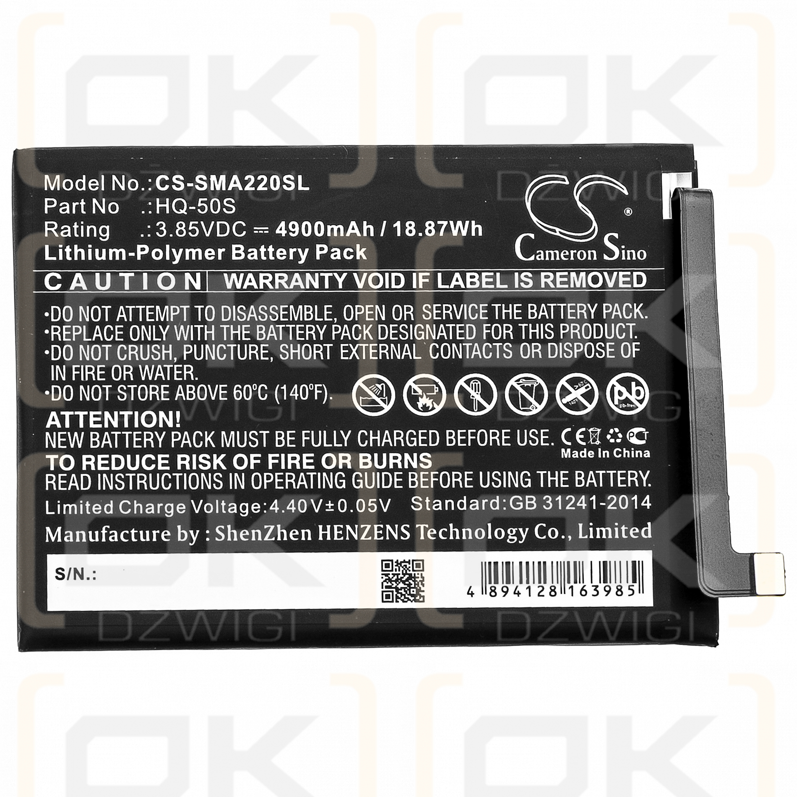 Samsung SM-A022F/DS / HQ-50S 4900mAh Li-Polymer 3.85V (Cameron Sino)