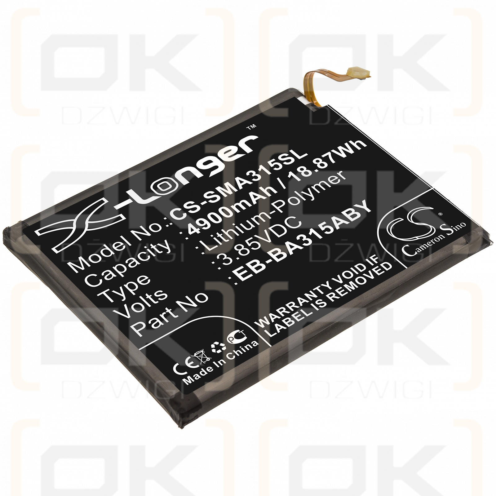 Samsung SM-A310F/DS / EB-BA315ABY 4900mAh Li-Polymer 3.85V (Cameron Sino)