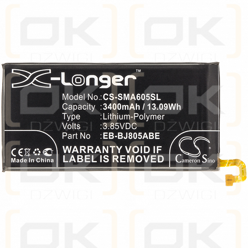 Samsung SM-A605FN/DS / EB-BJ805ABE 3400mAh Li-Polymer 3.85V (Cameron Sino)