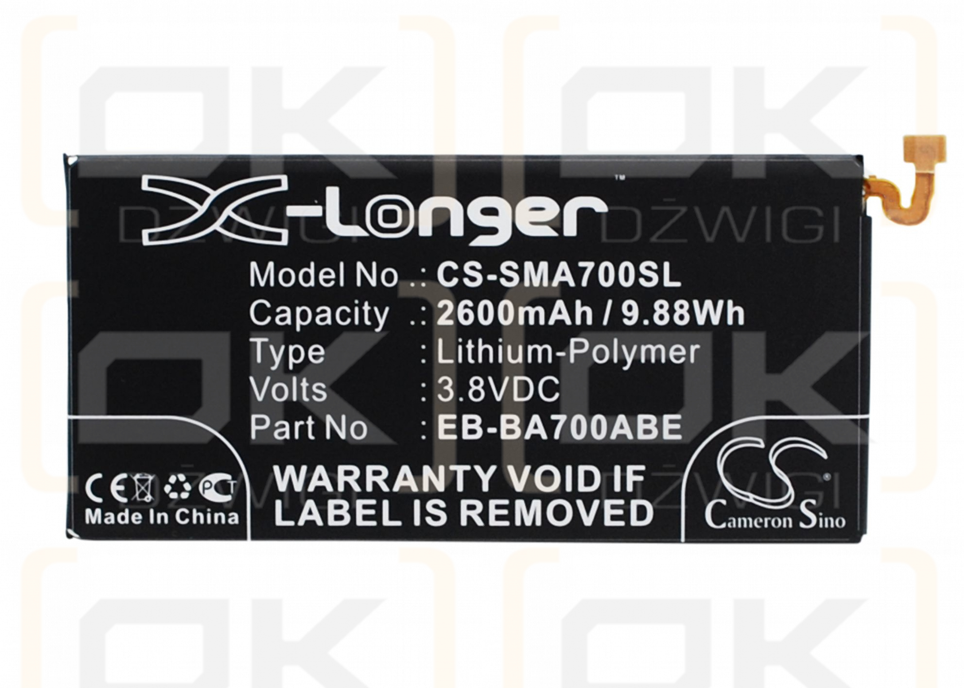 Samsung SM-A700X / EB-BA700ABE 2600mAh Li-Polymer 3.8V (Cameron Sino)