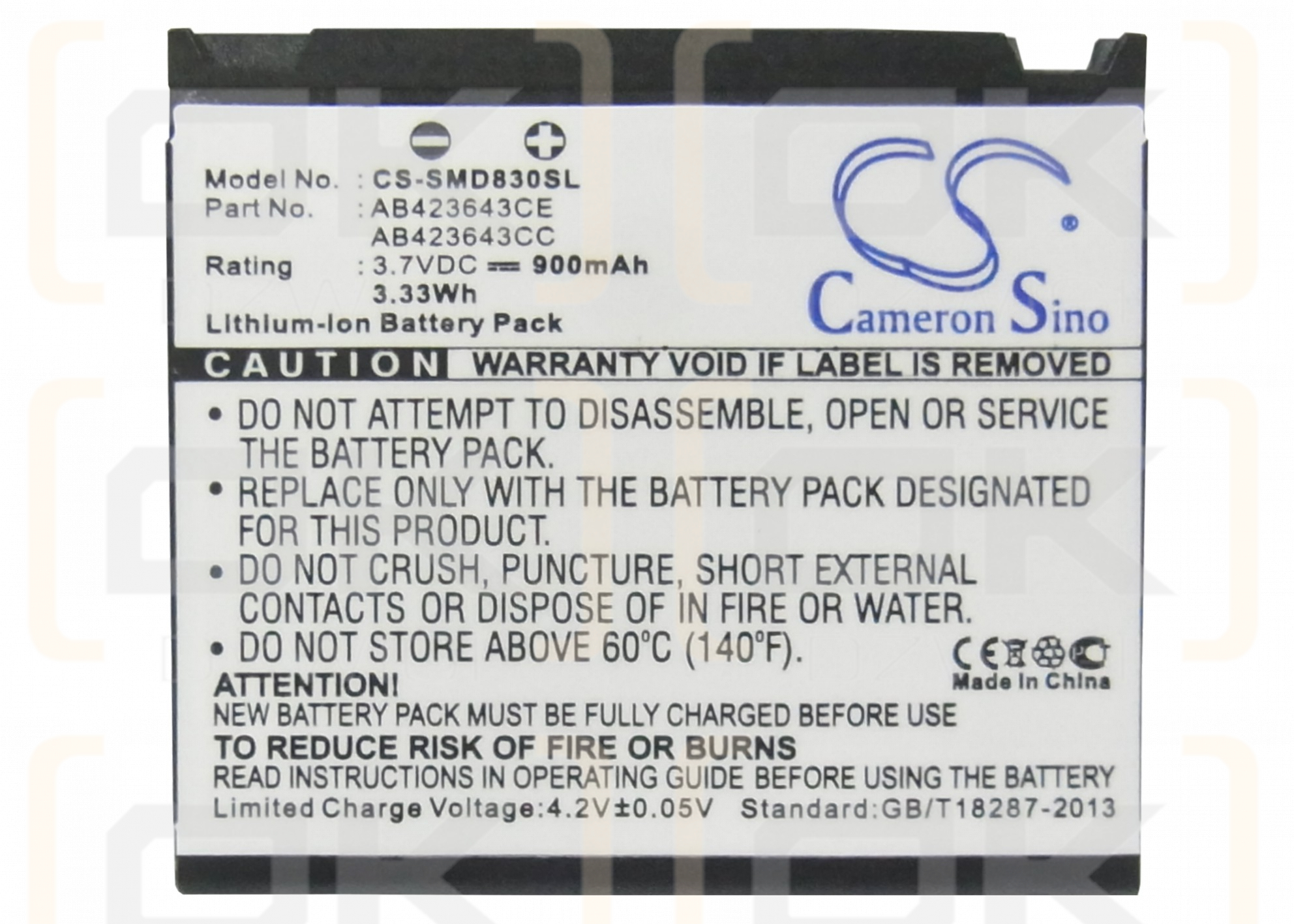 Samsung SGH-E848 / AB423643CE 900 mAh Li-ion 3.7 V (Cameron Sino)