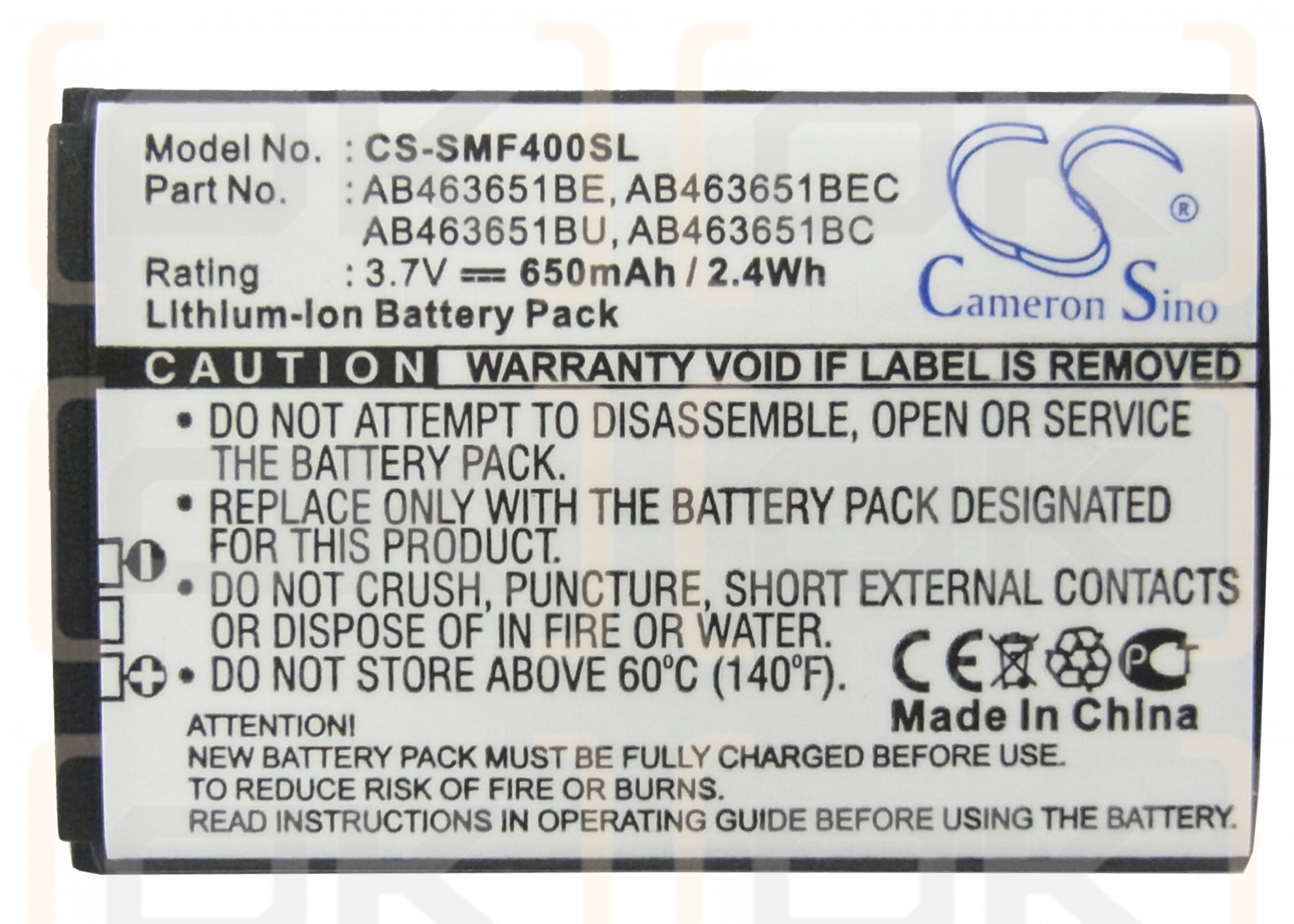 Samsung GT-C3200 / AB463651BE 650mAh Li-ion 3.7V (Cameron Sino)