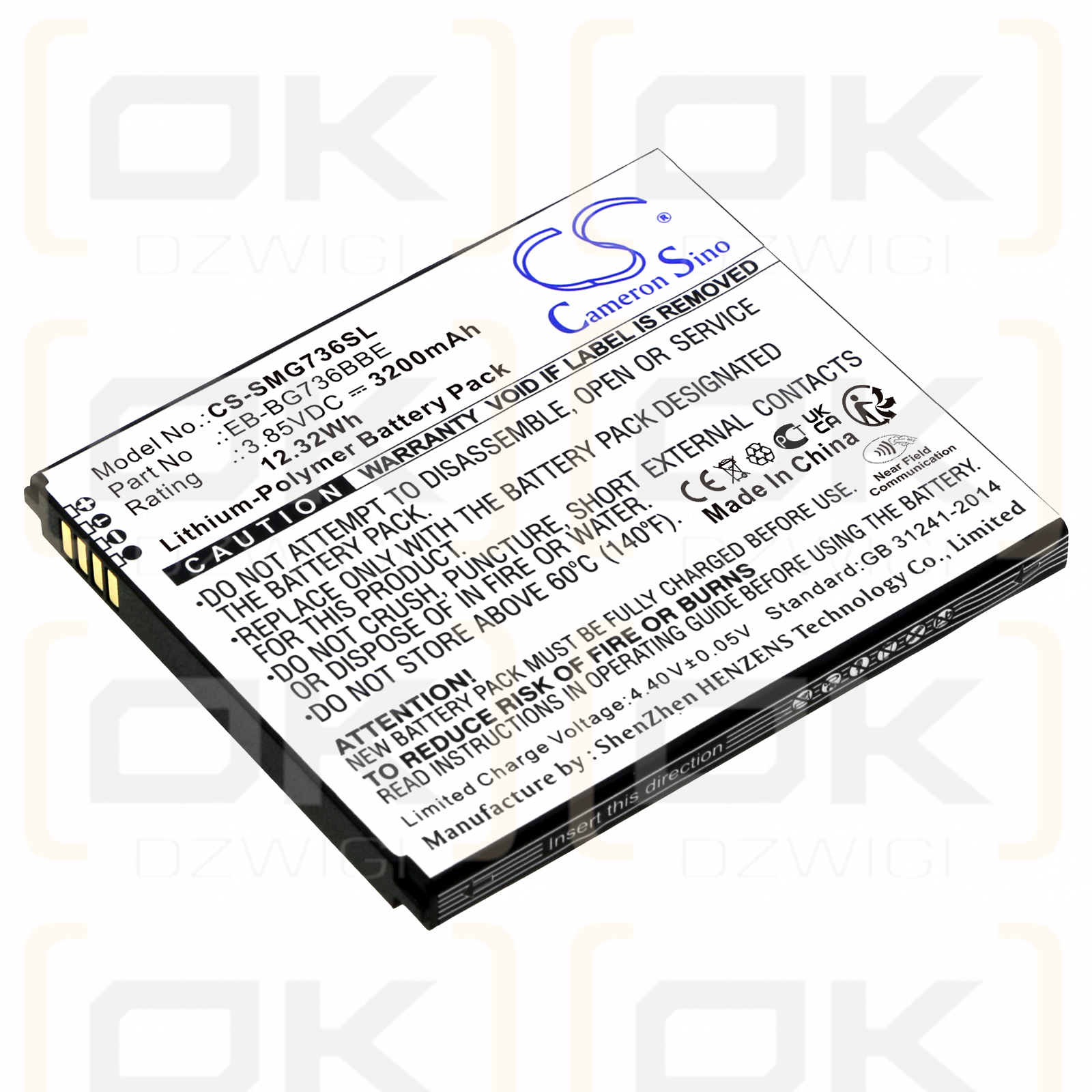 Samsung SM-G736B/DS / EB-BG736BBE 3200mAh Li-polímero 3.85V (Cameron Sino)