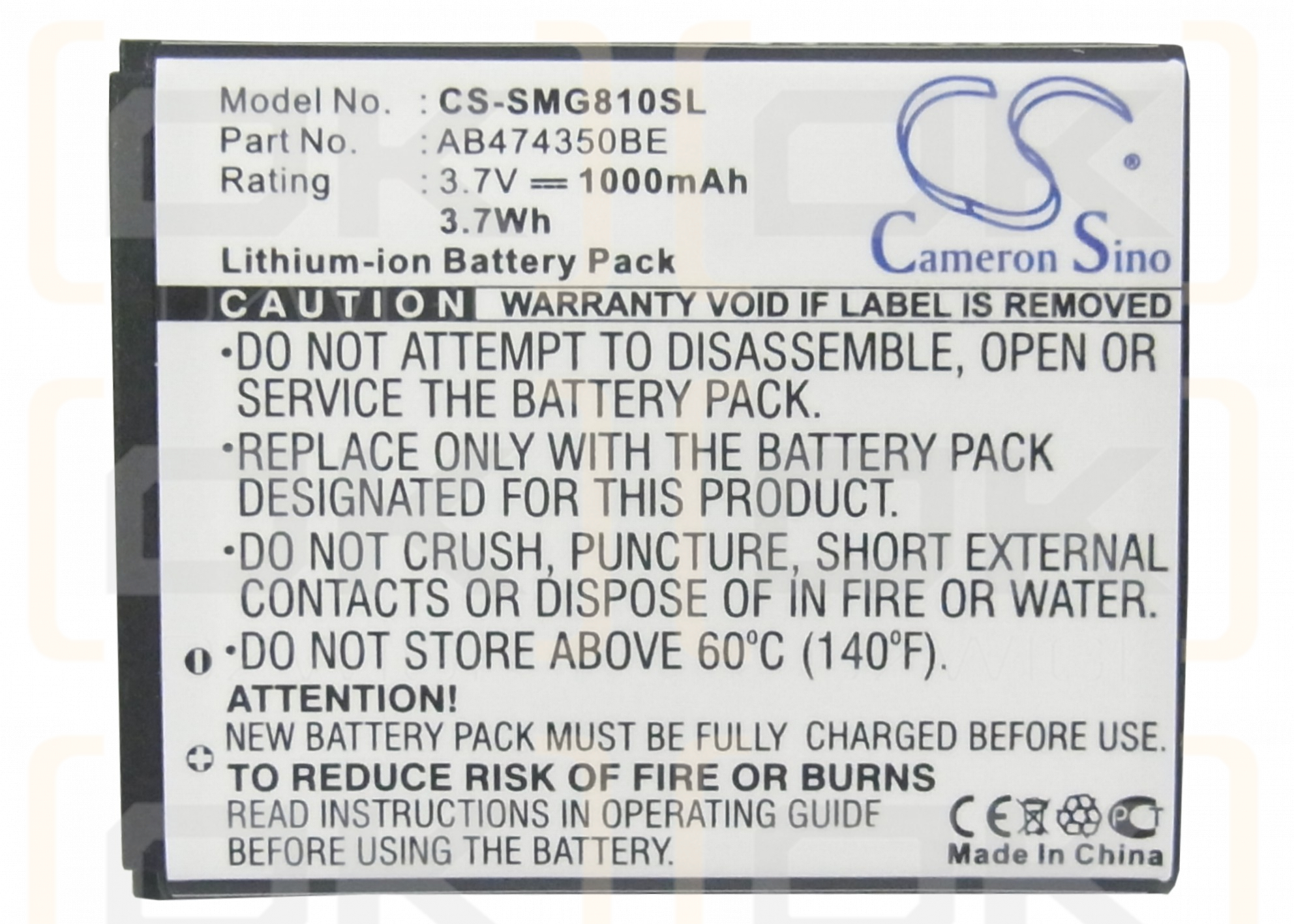 Samsung Galaxy Player 5.8 / AB474350BE 1000mAh Li-ion 3.7V (Cameron Sino)