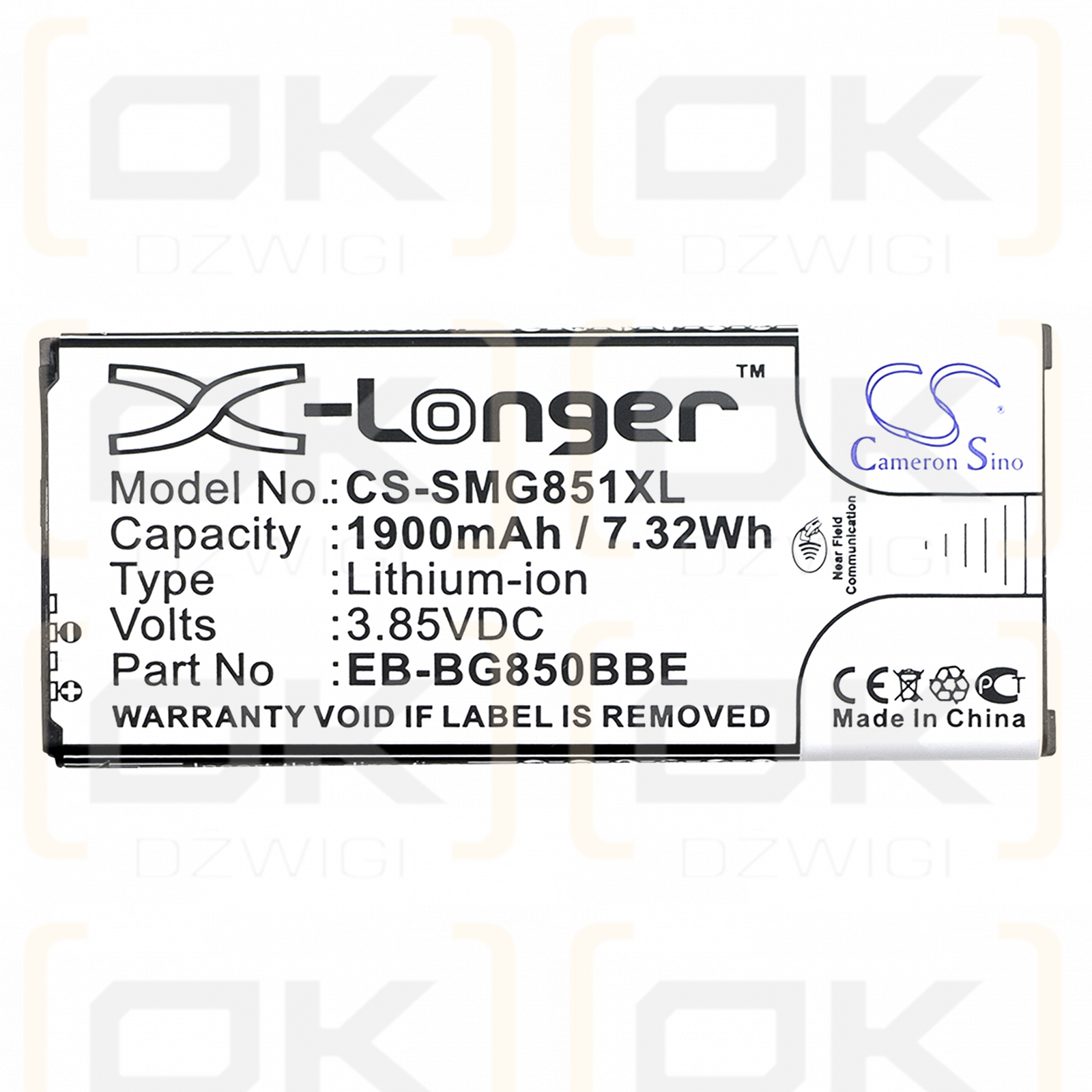 Samsung Galaxy Alpha LTE-A / EB-BG850BBE 1900mAh Li-ion 3.85V (Cameron Sino)