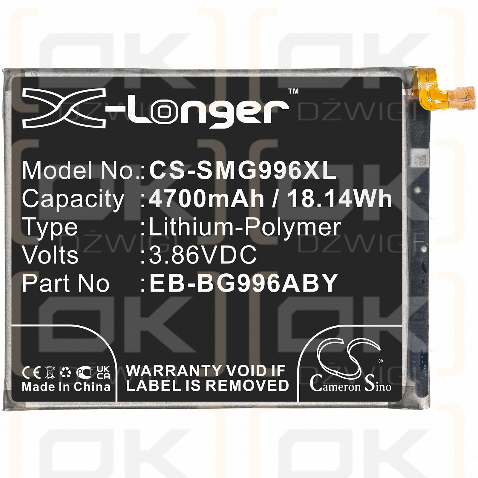 Samsung SM-G996U1 / EB-BG996ABY 4700 mAh Li-Polymer 3,86 V (Cameron Sino)