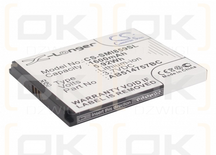 Samsung SGH-I740 / AB514757BC 1600 mAh Li-Ion 3,7 V (Cameron Sino)