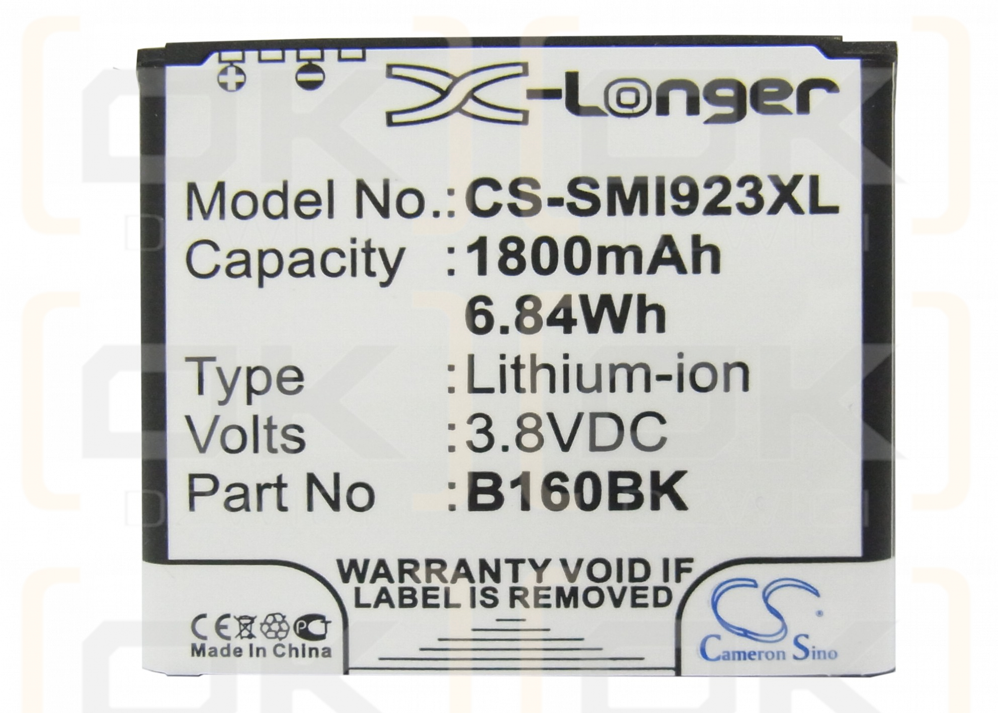 Samsung SHV-E400K / B160BK 1800 mAh Li-ion 3.8 V (Cameron Sino)