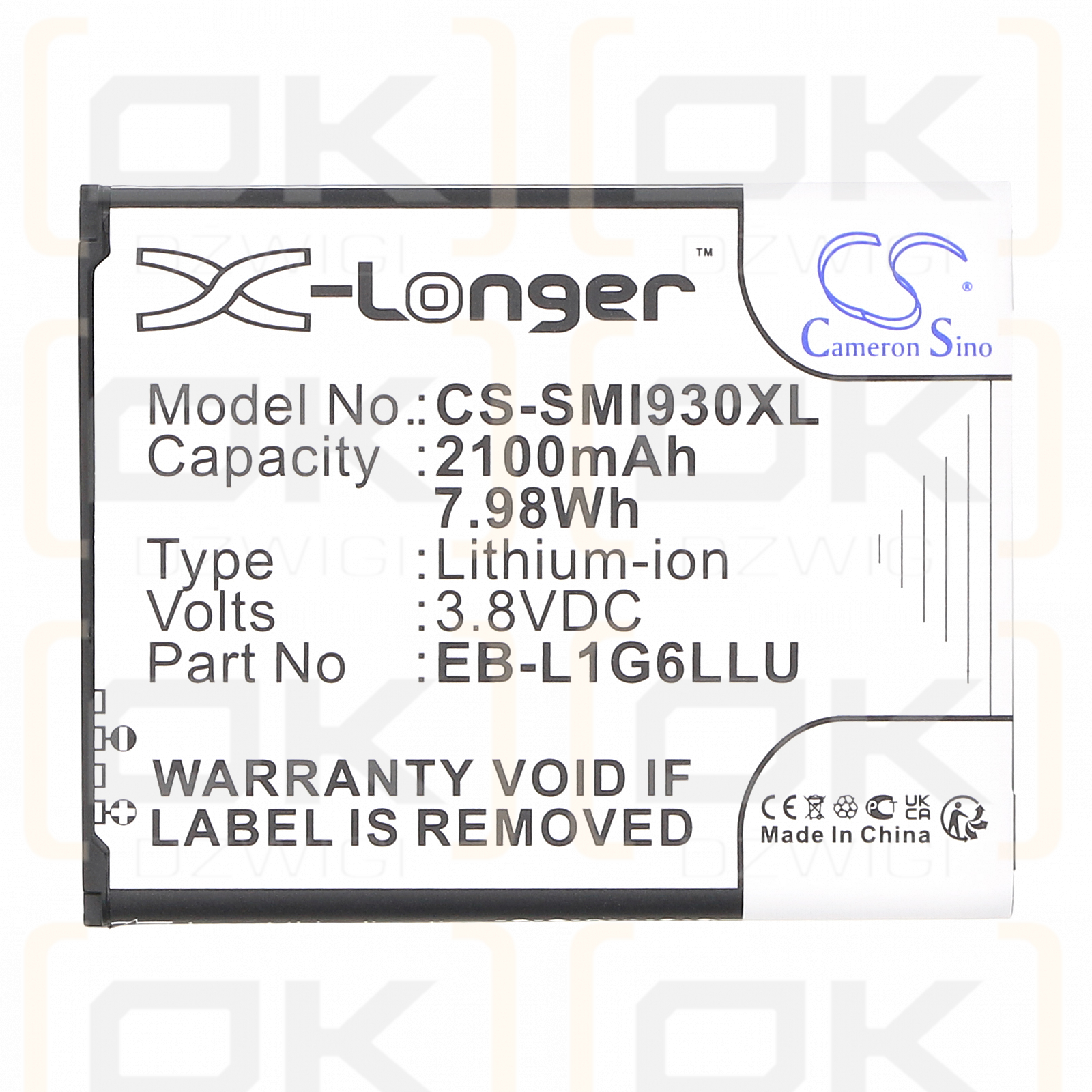 Samsung Galaxy S III / EB585158LP 2100mAh Li-ion 3.8V (Cameron Sino)