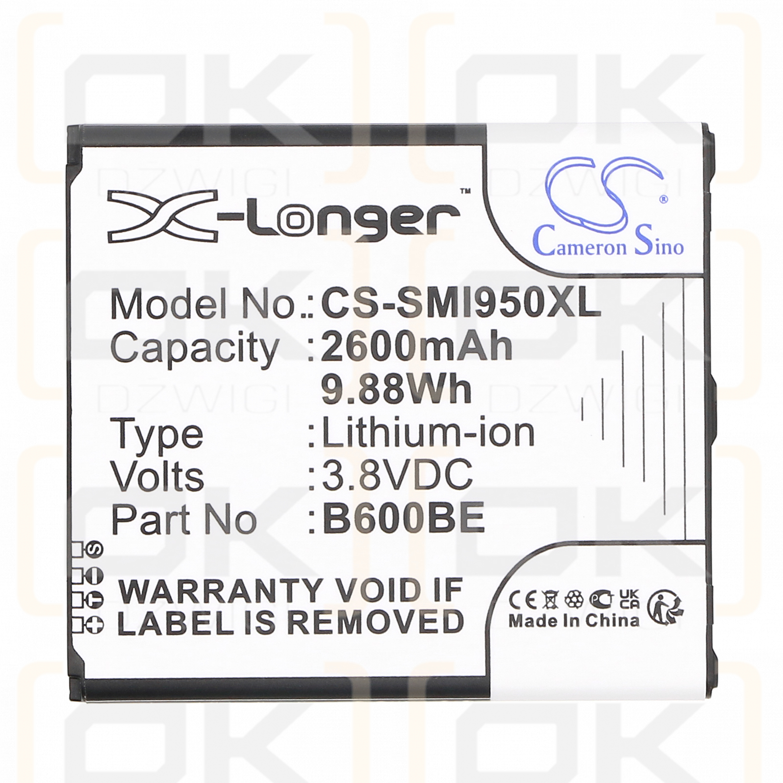 Samsung SC-02F / B600BE 2600 мАч литий-ионный 3,8 В (Cameron Sino)
