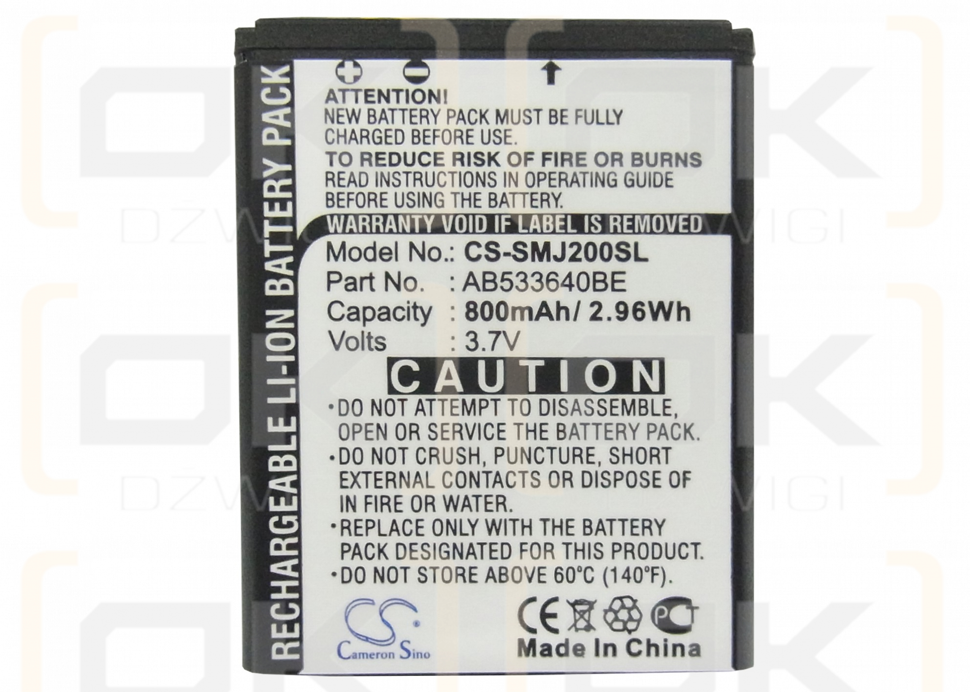 Samsung SGH-J200 / AB533640BE 800 мАч литий-ионный 3,7 В (Cameron Sino)