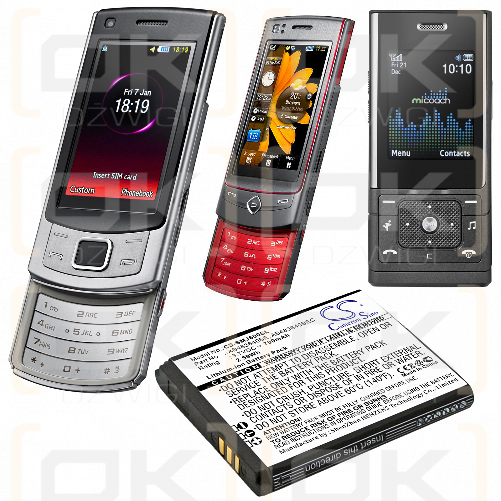 Samsung GT-S7350 / AB483640BE 700 мАч литий-ионный 3,7 В (Cameron Sino)