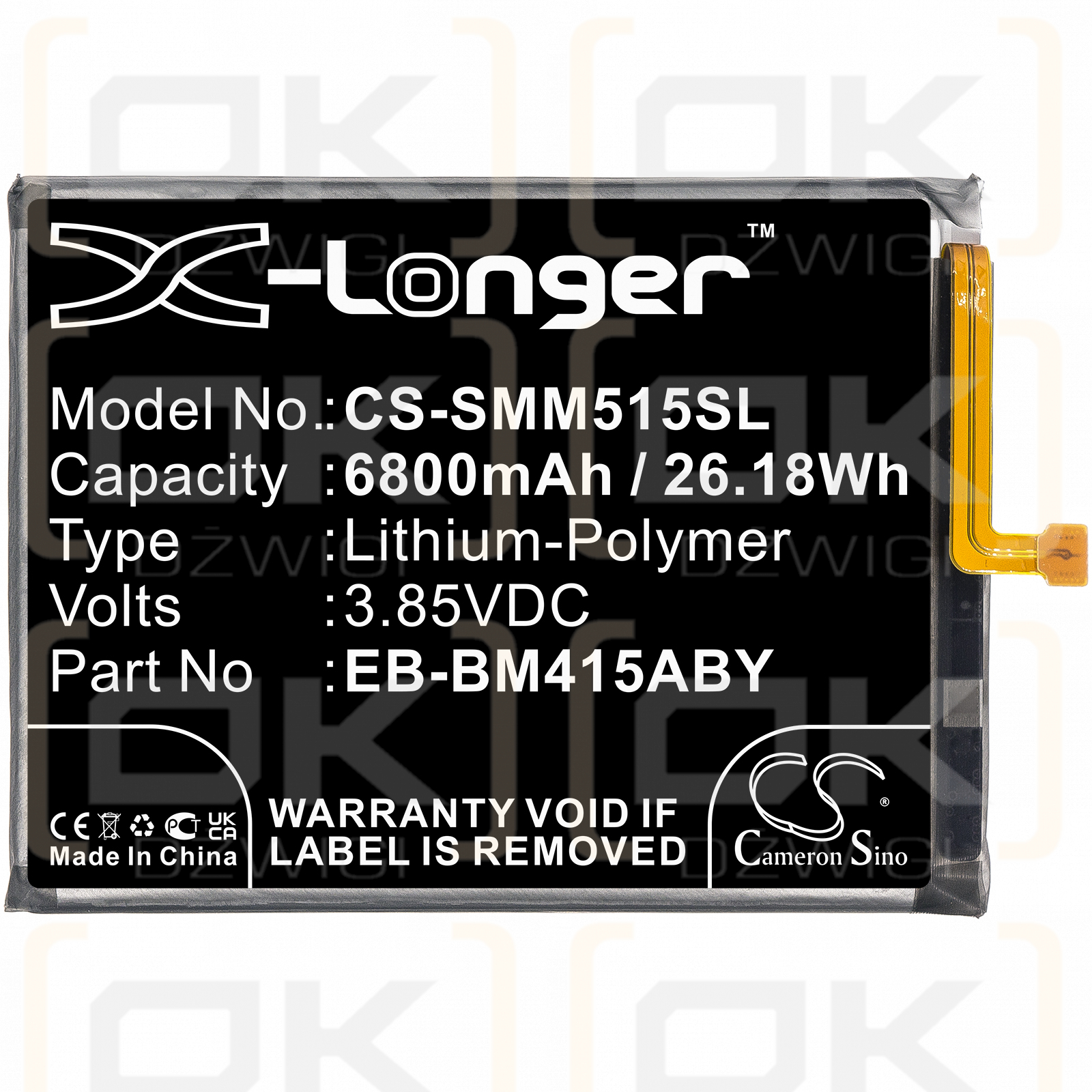 Samsung SM-M515F/DSN / EB-BM415ABY 6800mAh Li-Polímero 3.85V (Cameron Sino)