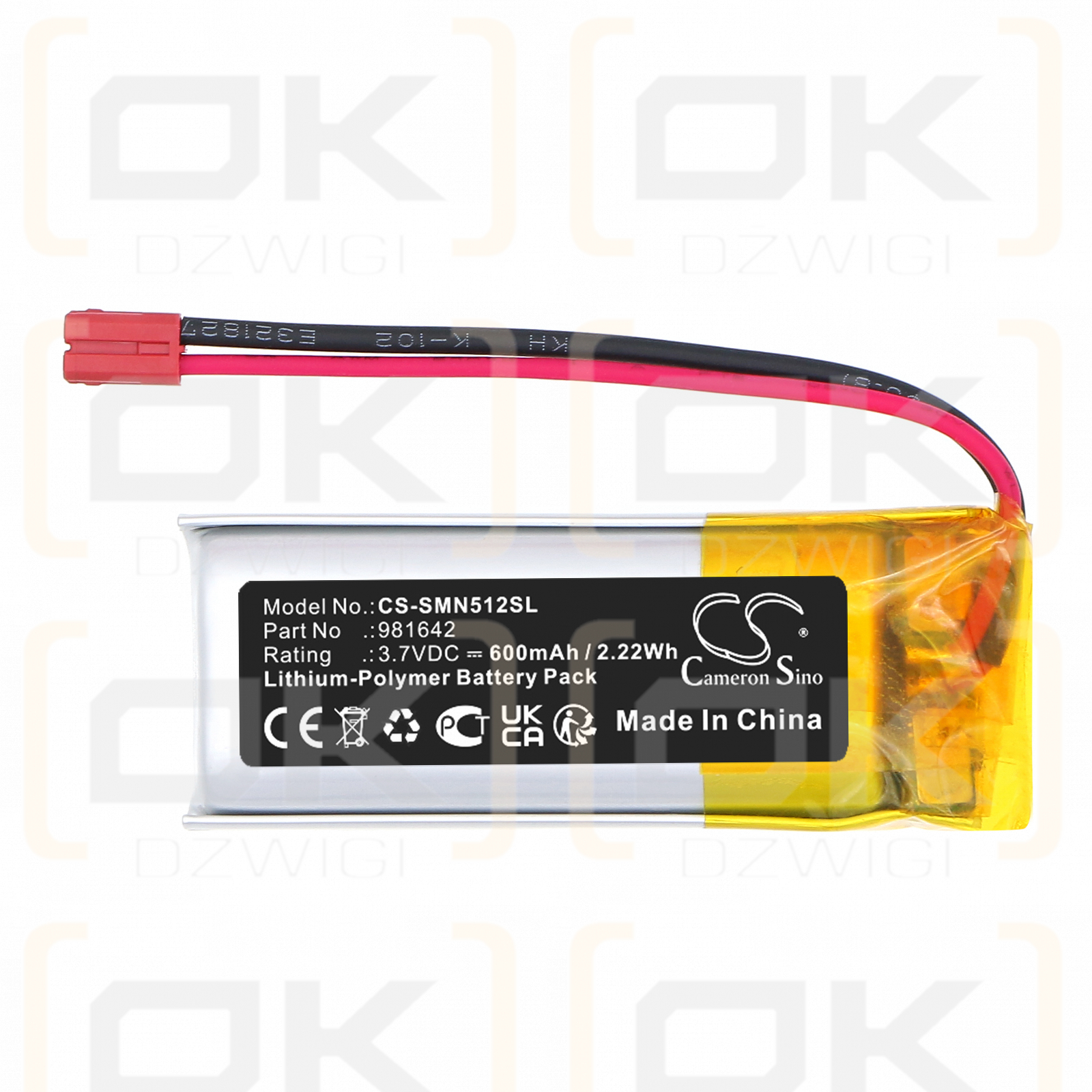 Somfy Nina IO 1805251 Сенсорный дисплей-Steuerung / 981642 600 мАч, литий-полимерный, 3,7 В (Cameron Sino)