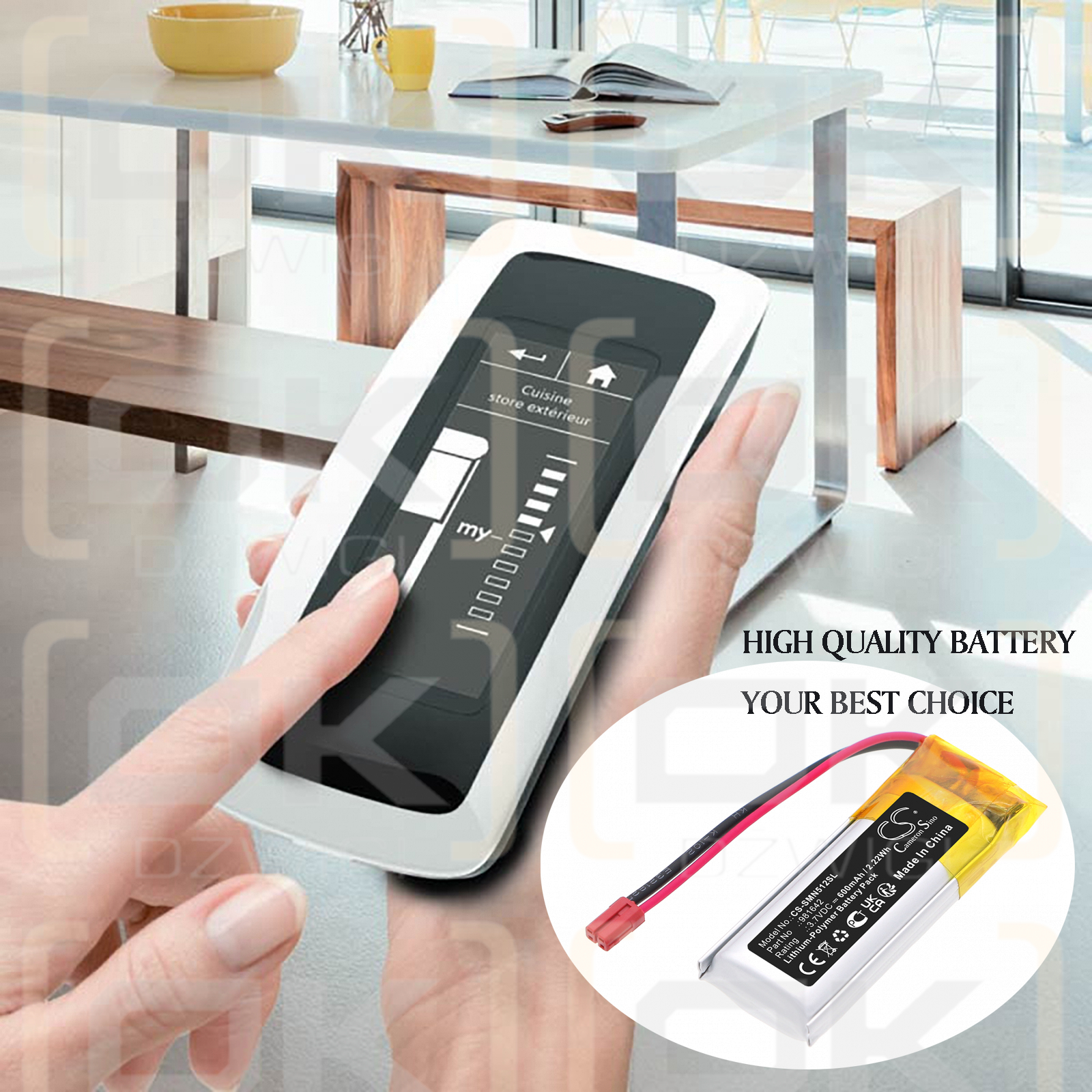 Somfy Nina IO 1805251 Сенсорный дисплей-Steuerung / 981642 600 мАч, литий-полимерный, 3,7 В (Cameron Sino)