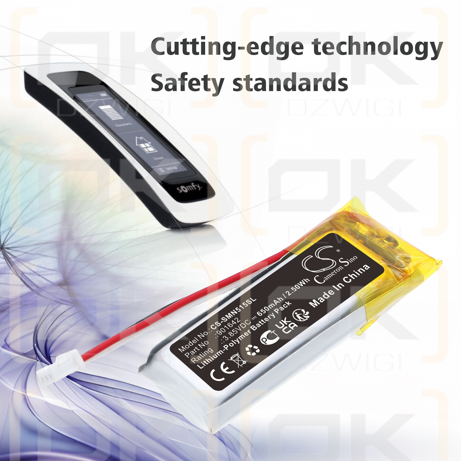 Somfy Nina Timer io/901642 650 mAh Li-Polímero 3,85 V (Cameron Sino)