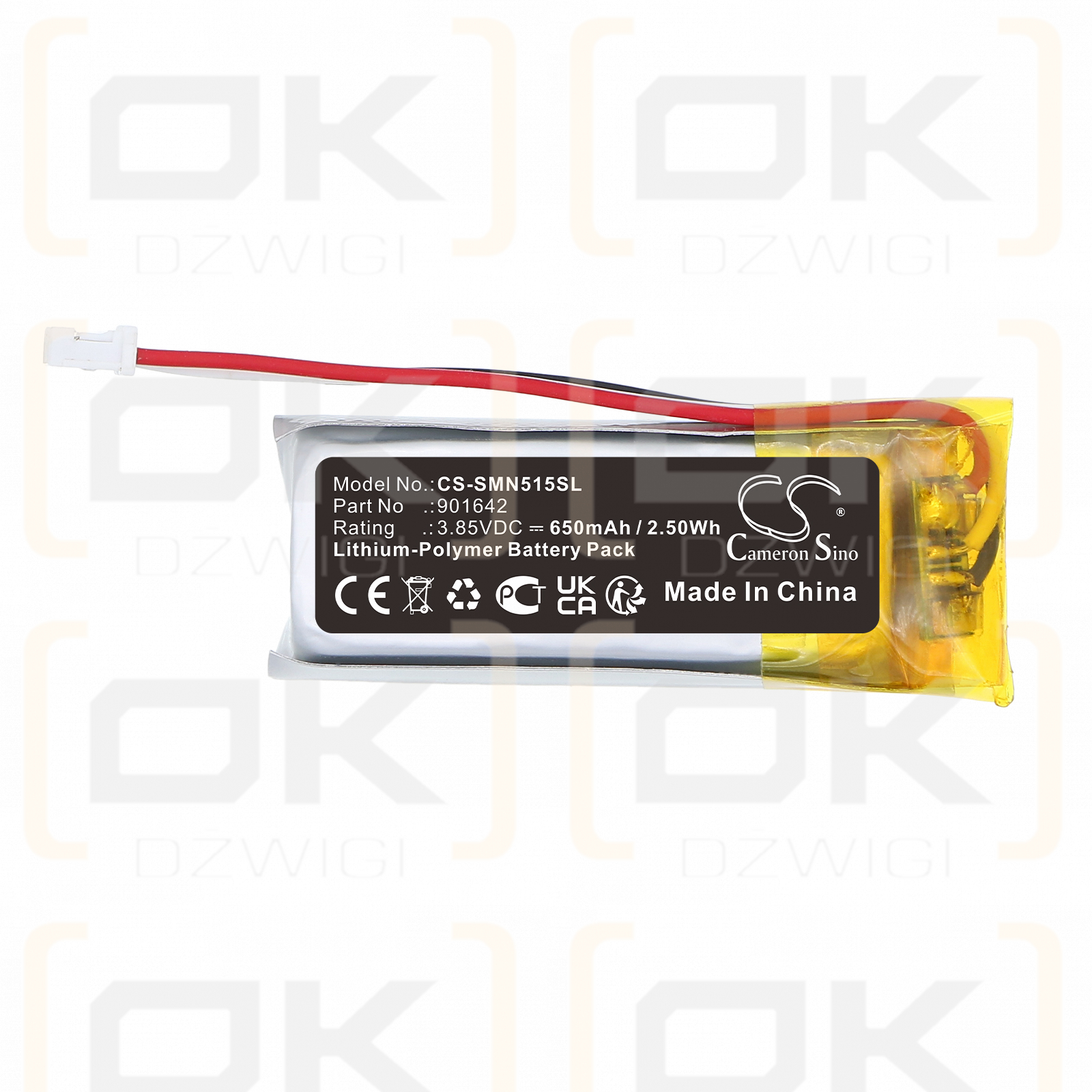 Somfy Nina Timer io/901642 650 mAh Li-Polímero 3,85 V (Cameron Sino)