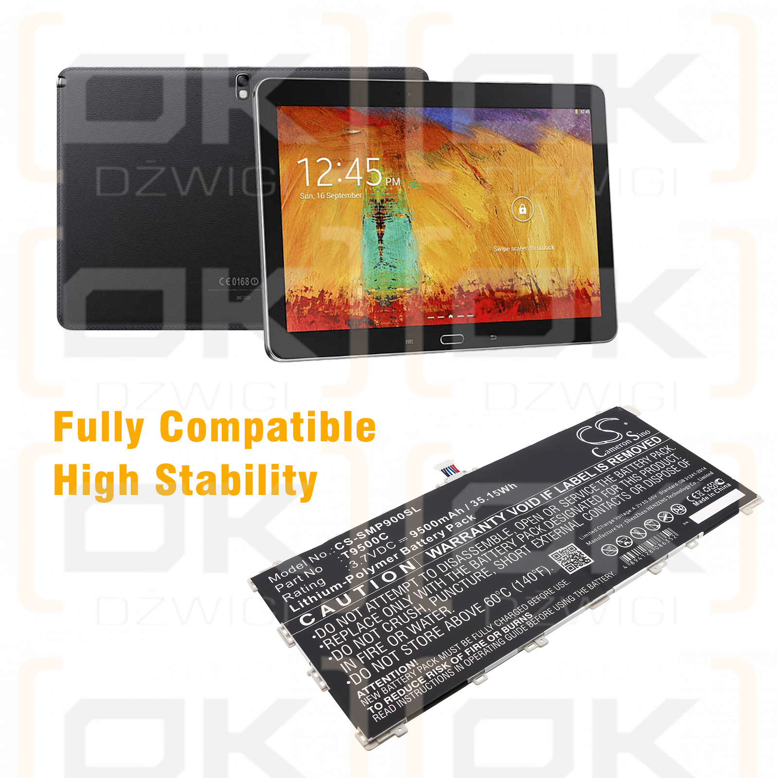 Samsung Galaxy Note Pro / T9500C 9500 мАч литий-полимерный 3,7 В (Cameron Sino)