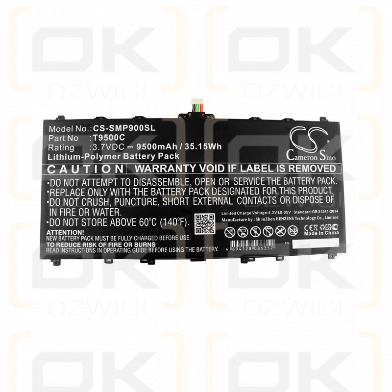 Samsung Galaxy Note Pro / T9500C 9500 mAh Li-Polymer 3,7 V (Cameron Sino)