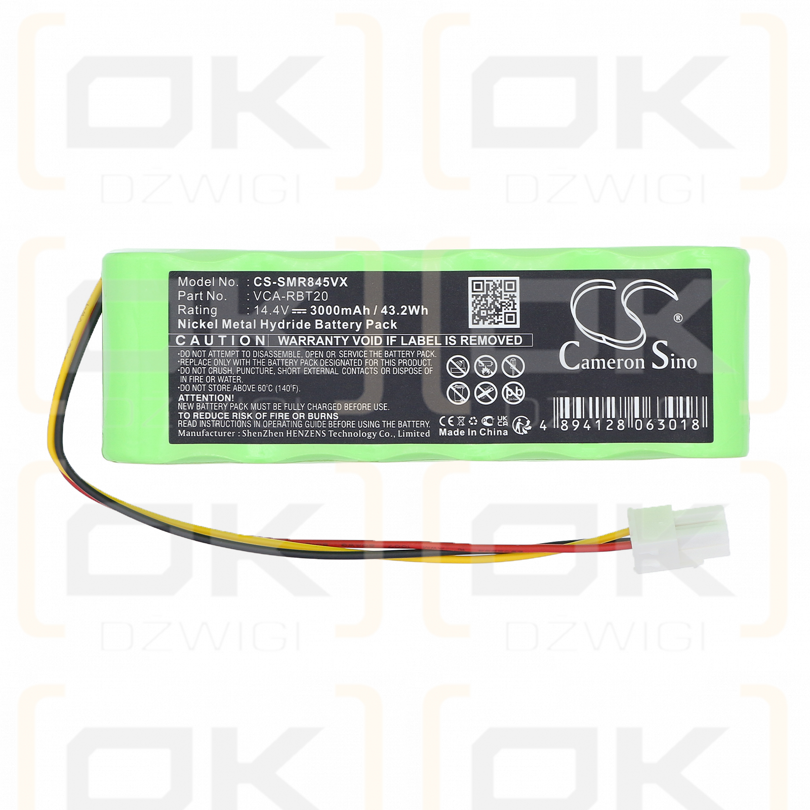 Toshiba Smarbo VC-RB100 / RB1-P 3000 mAh Ni-MH 14.4 V (Cameron Sino)