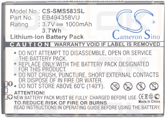 Samsung GT-S5831I / EB494358VU 1000 mAh Li-Ion 3,7 V (Cameron Sino)